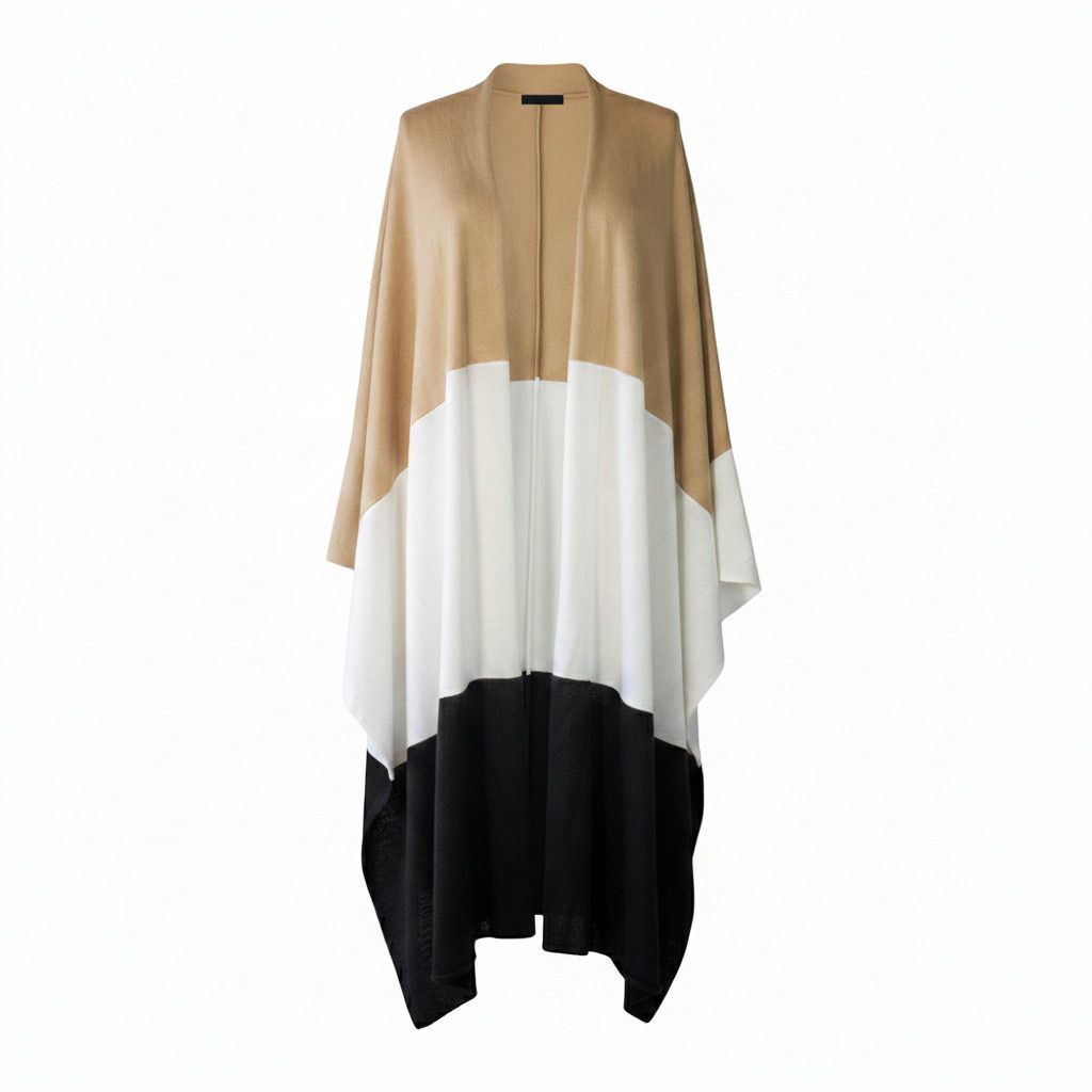 Other Victor Alfaro OS Cardigan Duster Colorblock 100% Wool Beige Size ONE SIZE - 7 Thumbnail