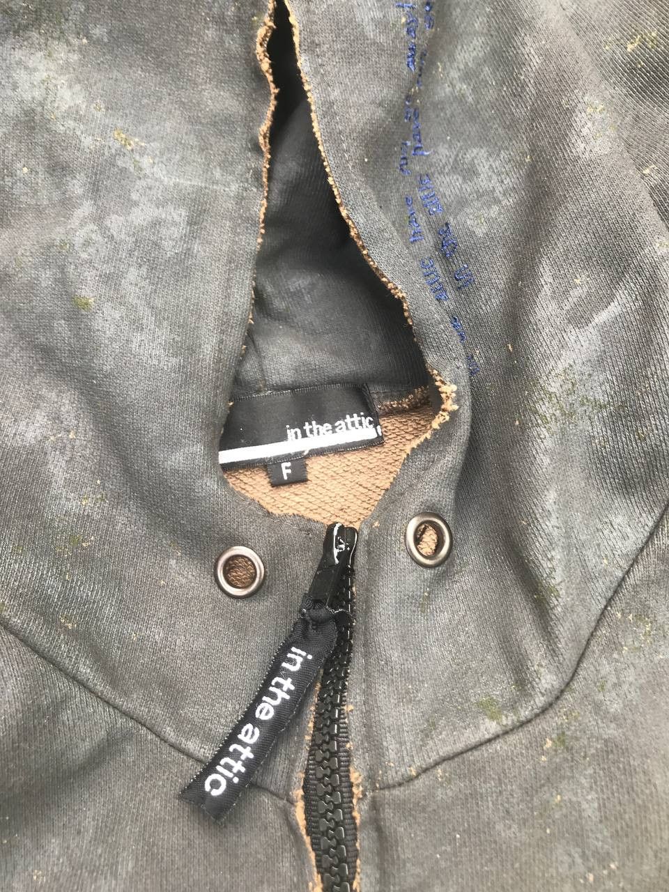 In The Attic Trashed In The Attic Distressed Faded Waxed Hoodie Raw Cut Size US M / EU 48-50 / 2 - 4 Thumbnail