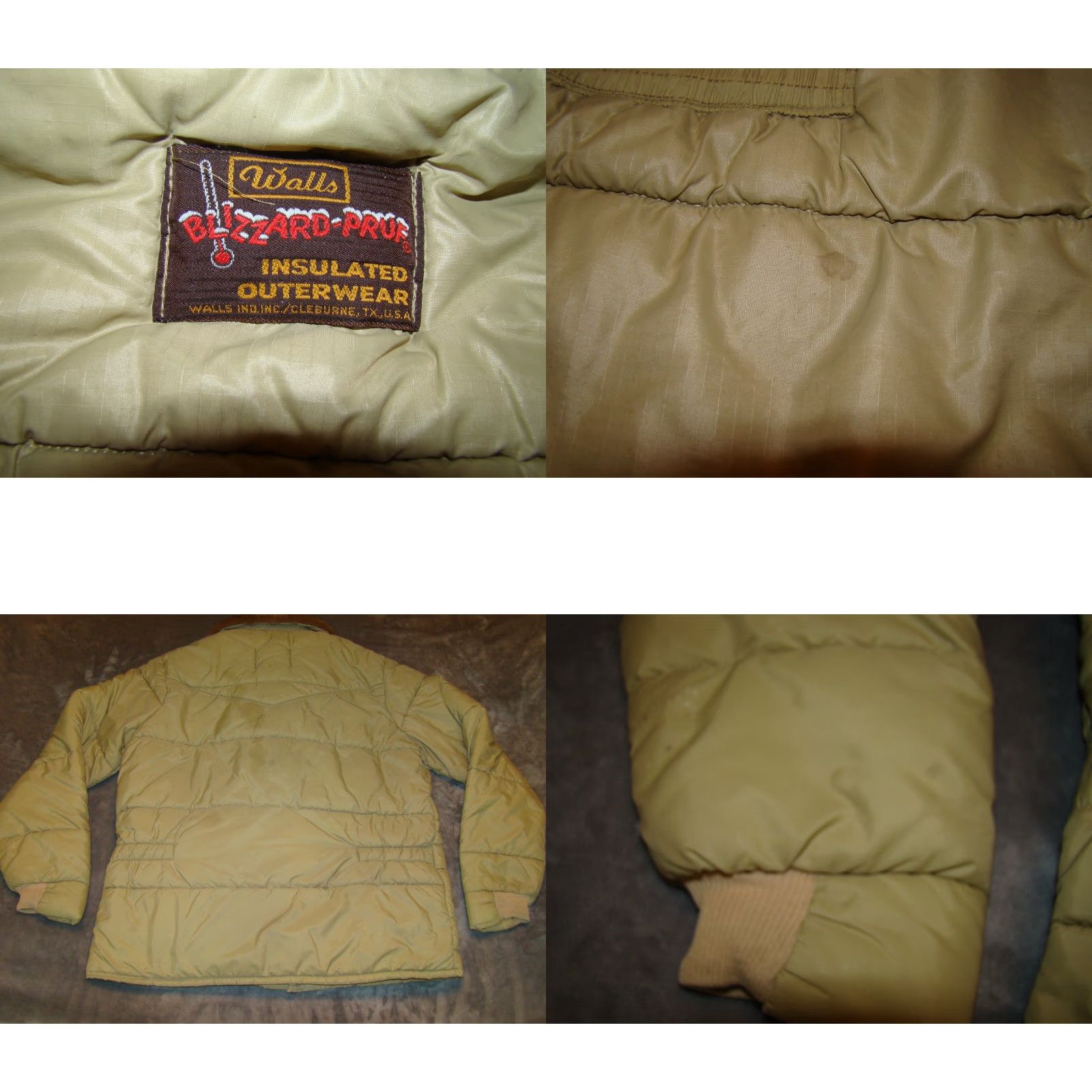 Walls VINTAGE Walls Blizzard Pruf Men Puffer Coat Jacket Beige Large Nylon Faux Fur Collar Snap Zip 2-way Pockets Mens Size US L / EU 52-54 / 3 - 8 Thumbnail