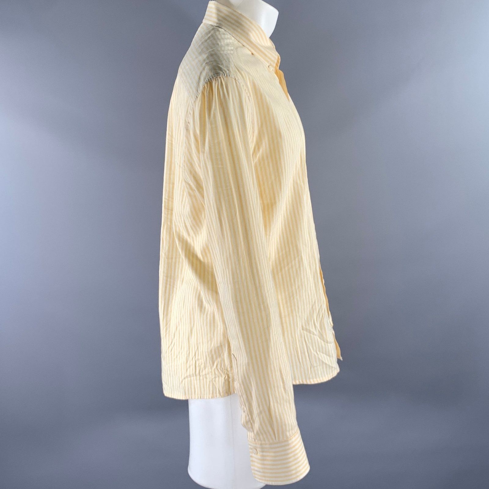 Brunello Cucinelli BRUNELLO CUCINELLI XXXL Yellow White Stripe Linen LS Shirt Size US XXL / EU 58 / 5 - 3 Thumbnail