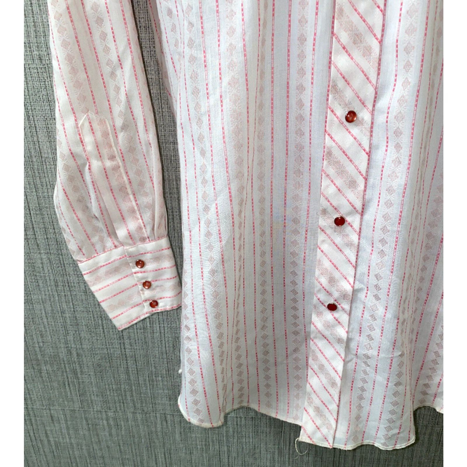 Armani VINTAGE Karman Shirt Mens 15 1/2 White Pink Striped Snap Button Long Sleeve Casual Shirt Mens Size US M / EU 48-50 / 2 - 5 Thumbnail