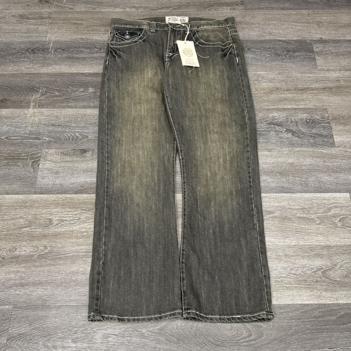 JNCO × Japanese Brand × Vintage Crazy Vintage y2k smoke rise embroidered baggy gothic jeans Size US 36 / EU 52 - 2 Thumbnail