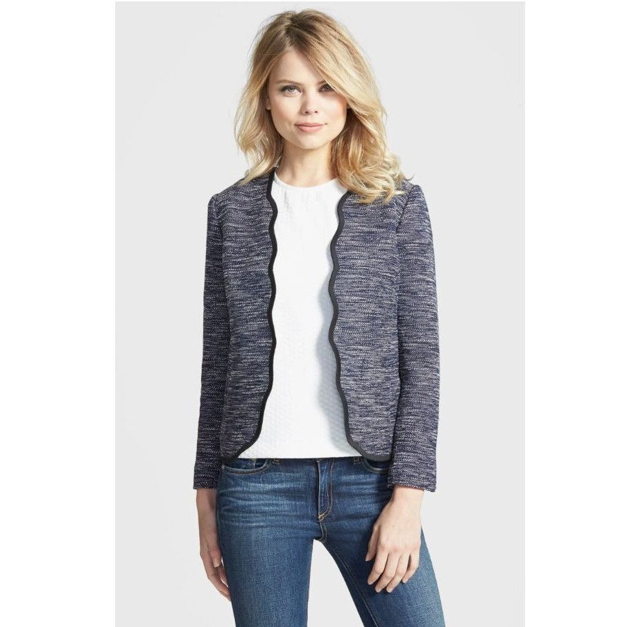 Other Chelsea28 Women's Scalloped Front Jacket in Navy - Sz M - NW Size M / US 6-8 / IT 42-44 - 3 Thumbnail