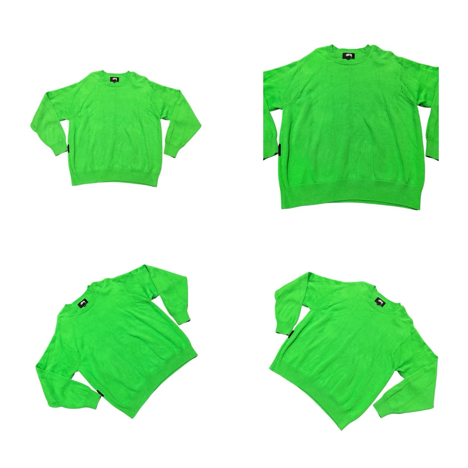 Vintage Stussy OG Bent Crown Knit Crewneck Sweater Lime Green Size Large Mens Pullover Crew Neck Knit Shirt Logo Pattern Washable Cotton Vintage: No Size US L / EU 52-54 / 3 - 8 Thumbnail