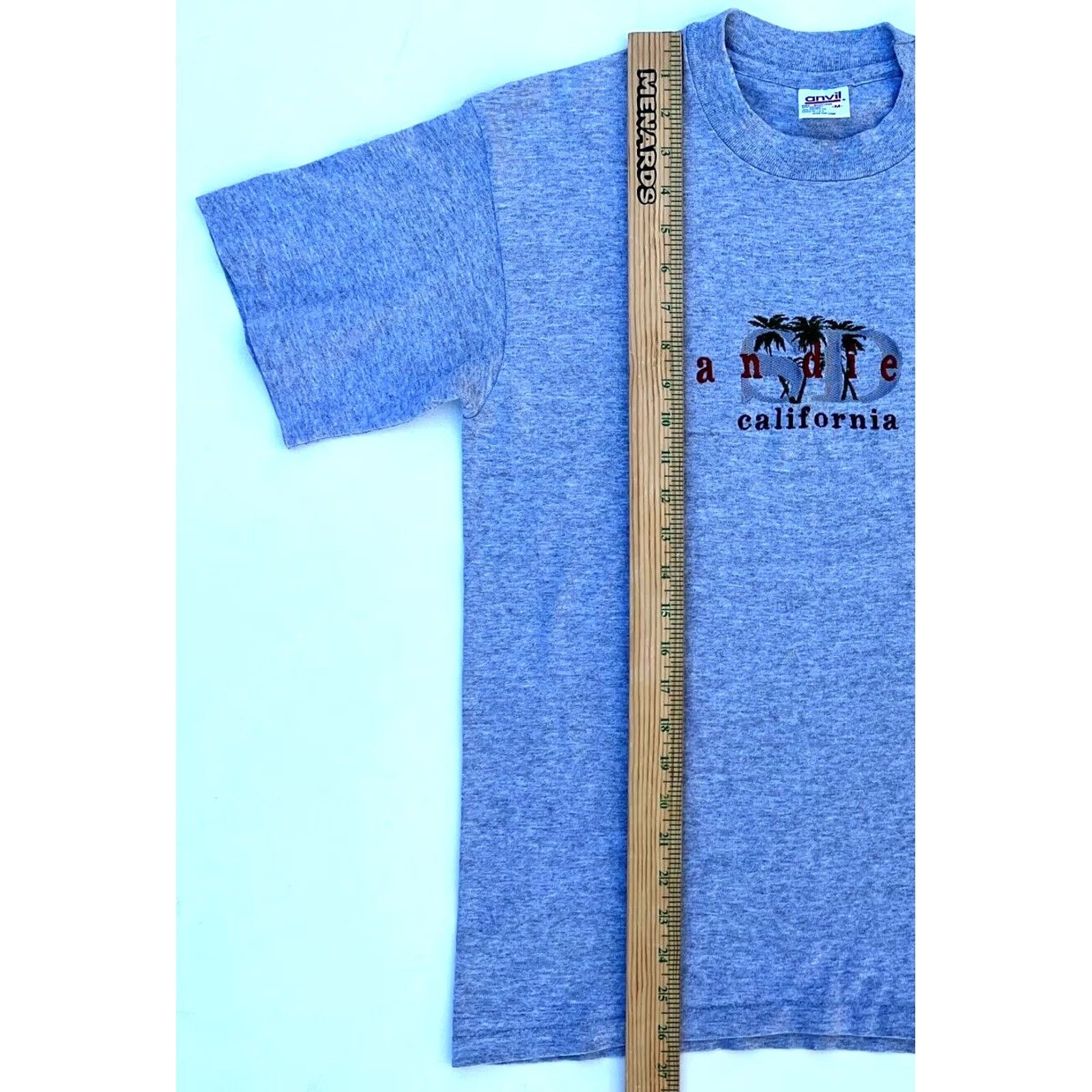 Anvil VINTAGE Anvil T-Shirt Unisex Adults Short Sleeve Crew Neck Gray 90s San Diego California Size M Size US M / EU 48-50 / 2 - 6 Thumbnail