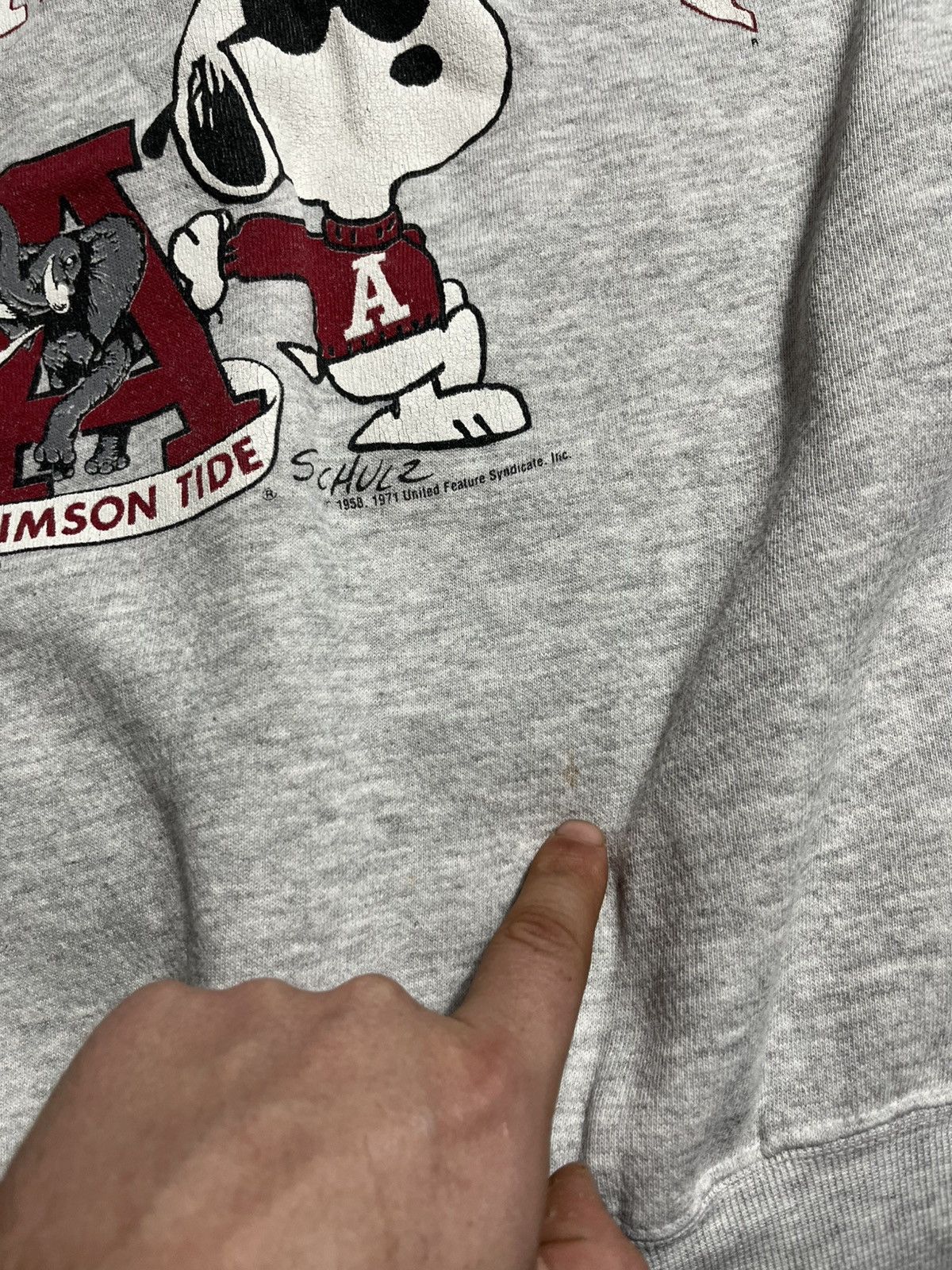 NFL VINTAGE ALABAMA SNOOPY 1971 COTTON SWEATSHIRT MADE IN USA Size US L / EU 52-54 / 3 - 7 Thumbnail