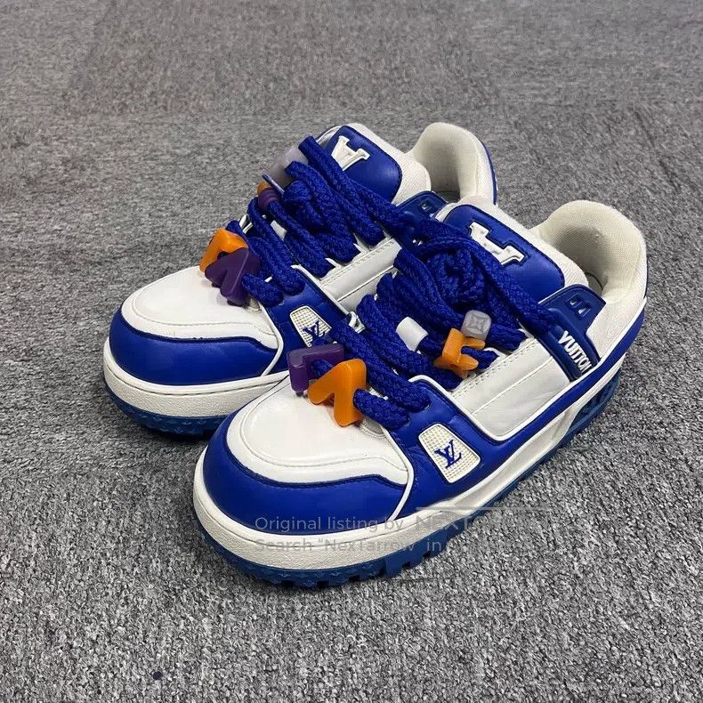 Louis Vuitton Louis Vuitton White and Blue Little Fat Ding Strappy Low T Size US 7 / EU 40 - 2 Thumbnail