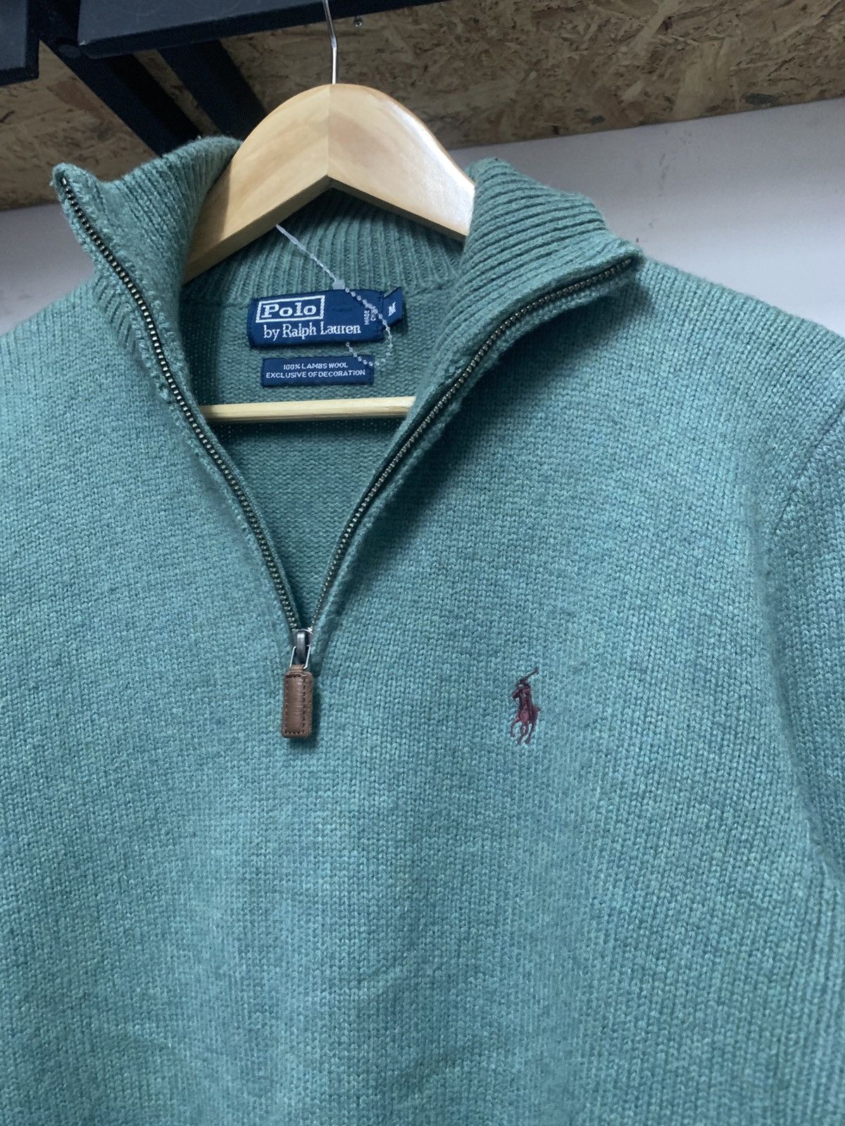 Polo Ralph Lauren × Ralph Lauren Polo Ralph Lauren 100% Lambs Wool Quarter Zip Knit Sweater Size US M / EU 48-50 / 2 - 2 Thumbnail