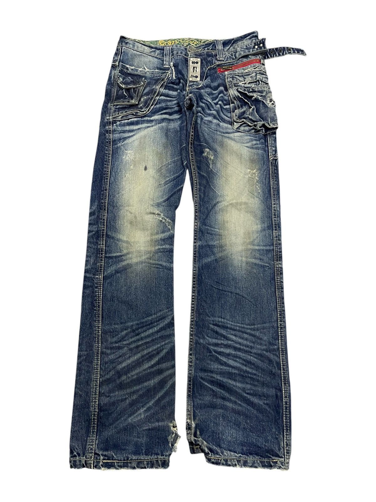 Japanese Brand 2000s CRAZY LEOPARD DENIM JEANS DISTRESSED RARE DESIGN Size US 30 / EU 46 - 2 Thumbnail