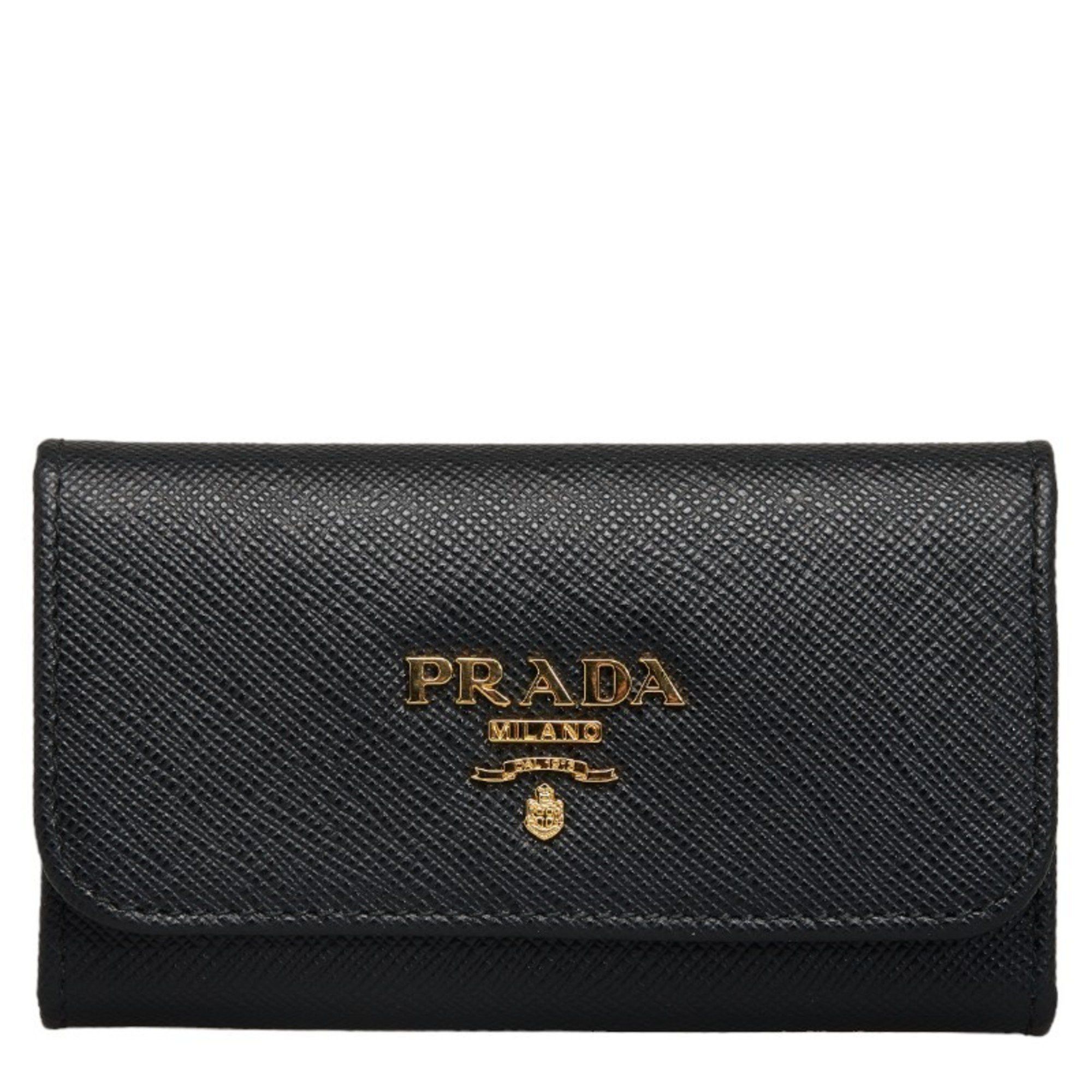 image of Prada Saffiano 6-Series Key Case 1Pg222 Black Leather Ladies Prada, Women's