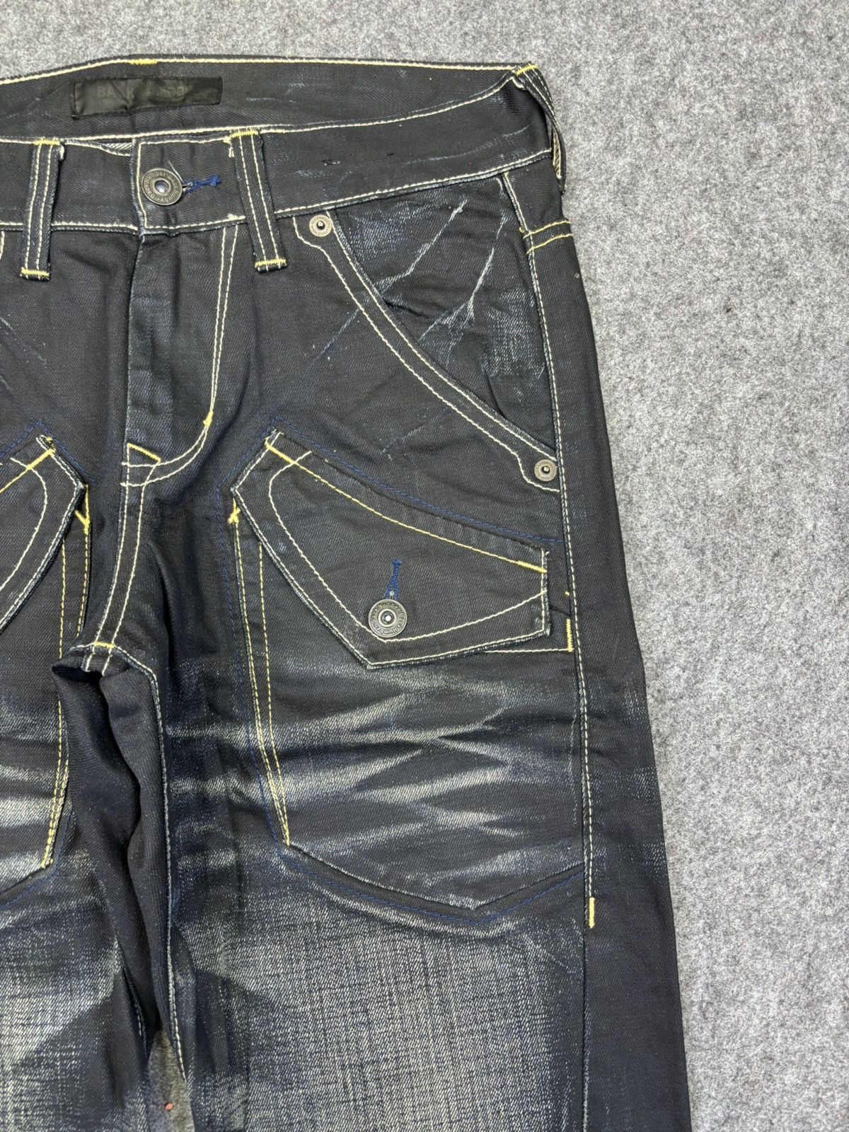 Japanese Brand 💥Sick Back Number Multipockets Indigo Stone Wash Denim F718 Size US 32 / EU 48 - 4 Thumbnail