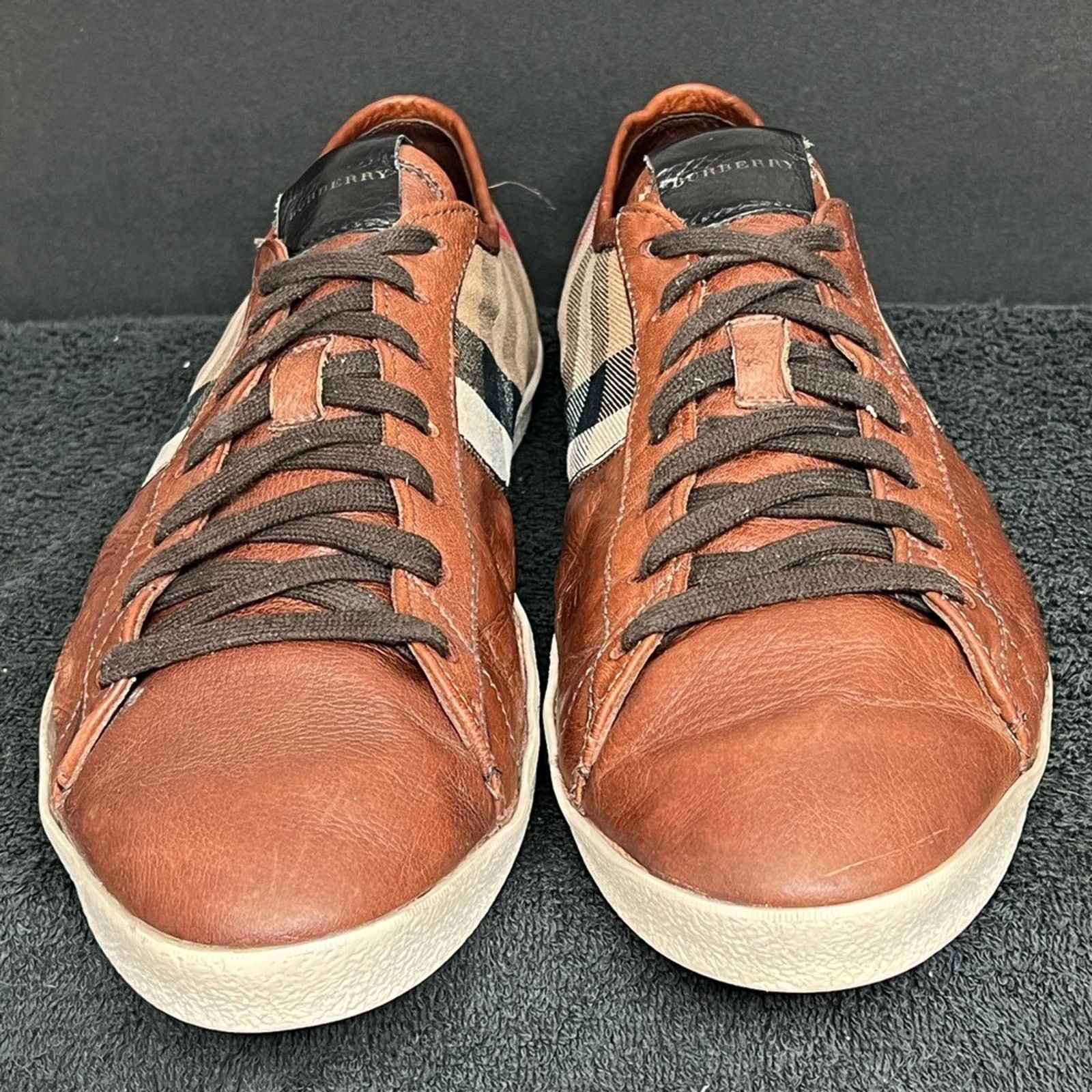 Burberry Burberry Leather & Nova Check Canvas Shoes Size 12 AUTHENTIC Size US 12 / EU 45 - 3 Thumbnail