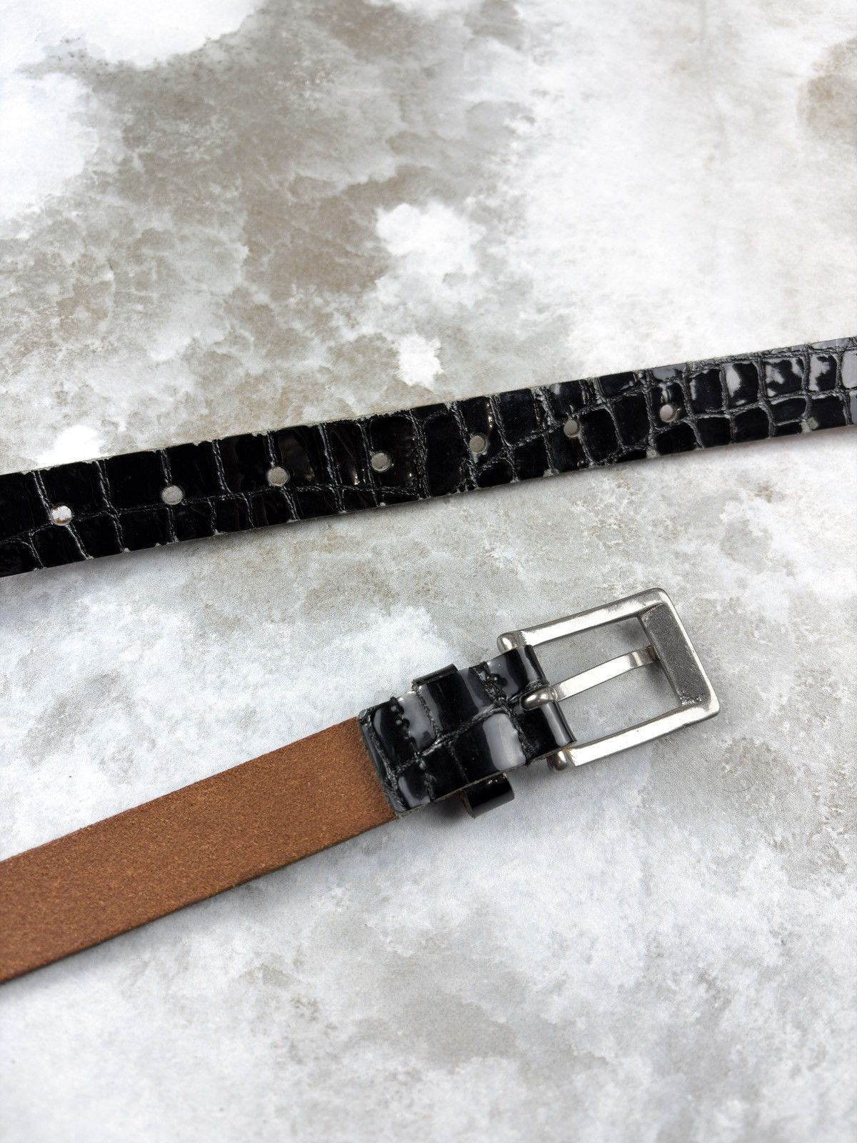 Junya Watanabe Junya Watanabe Crocodile Embossed Leather Belt Brown Size ONE SIZE - 4 Thumbnail