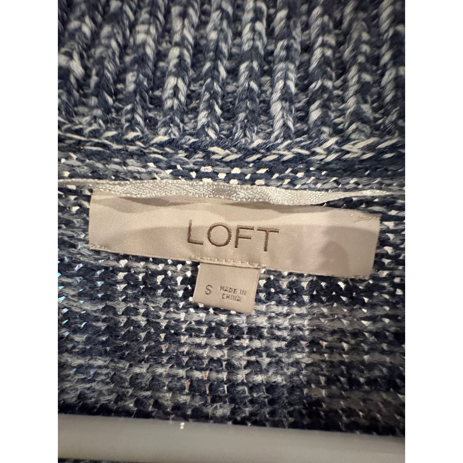 Loft LOFT Women’s Small Blue Cream Striped Cardigan Sweater Size S / US 4 / IT 40 - 3 Thumbnail