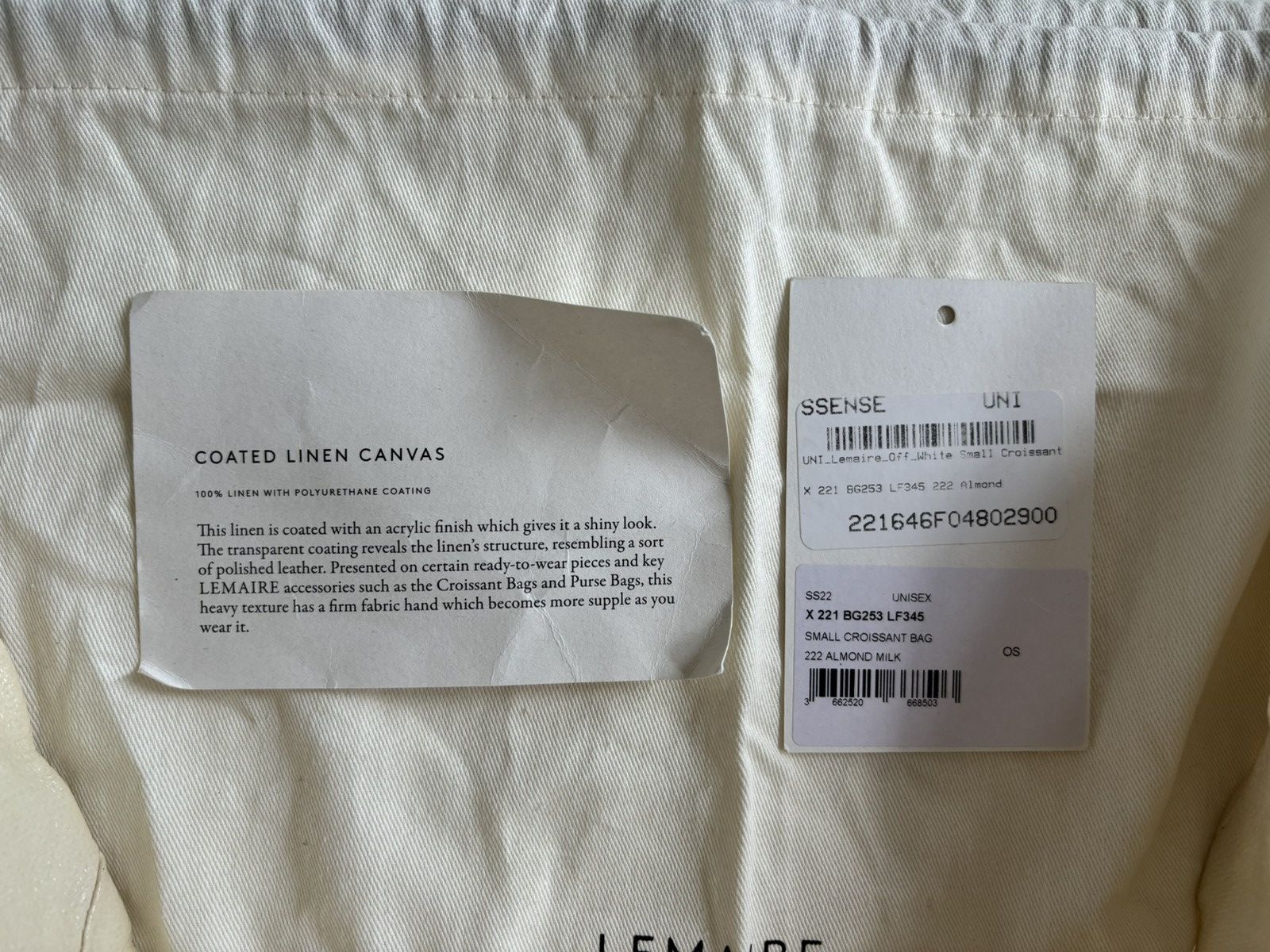 Lemaire Lemaire Small Coated Linen Canvas Croissant in “Almond Milk” Size ONE SIZE - 4 Thumbnail