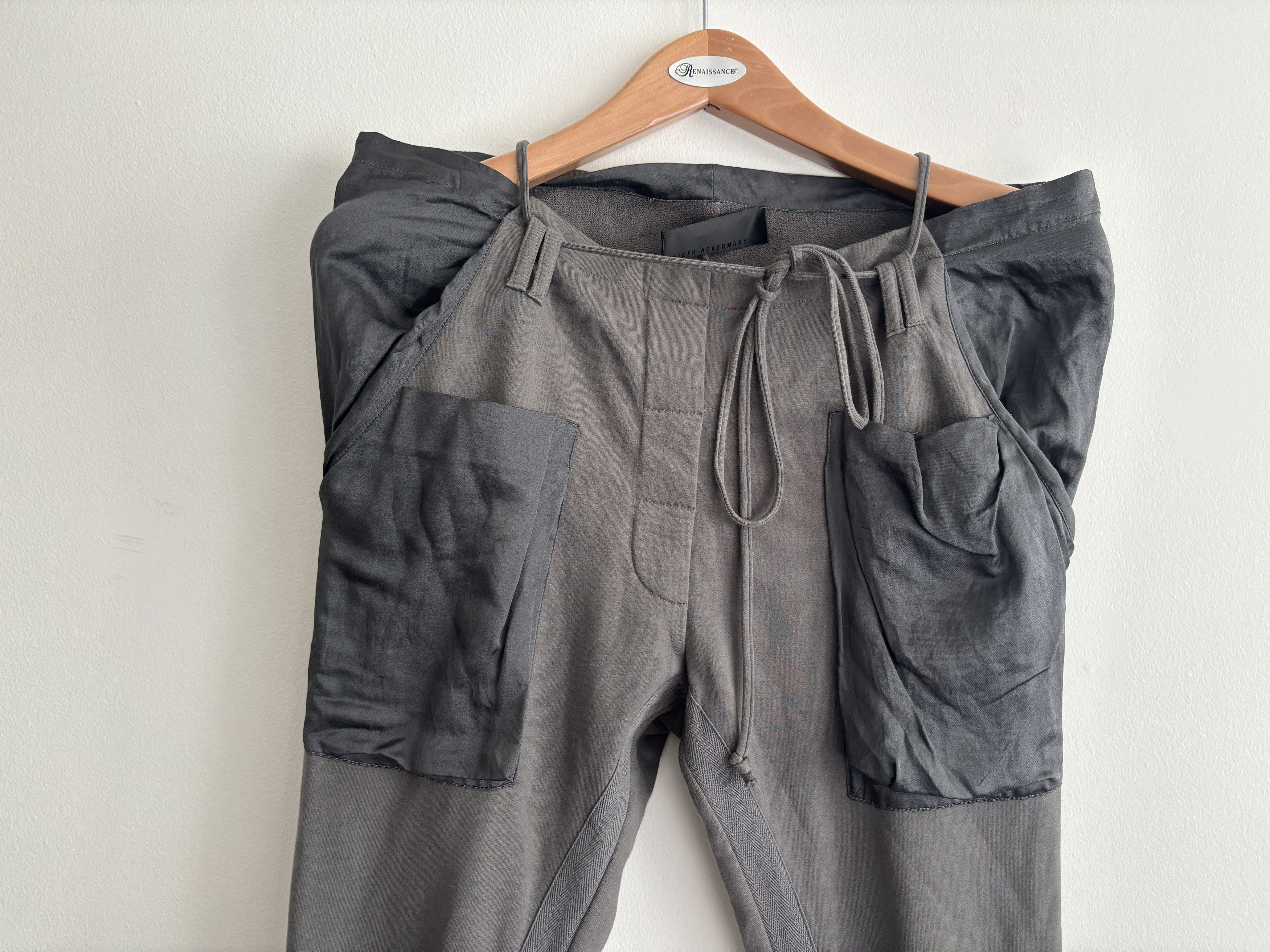 Haider Ackermann Drawstring Cotton Silk Leather Tapered Lounge Pants Size 36" / US 14 / IT 50 - 4 Thumbnail