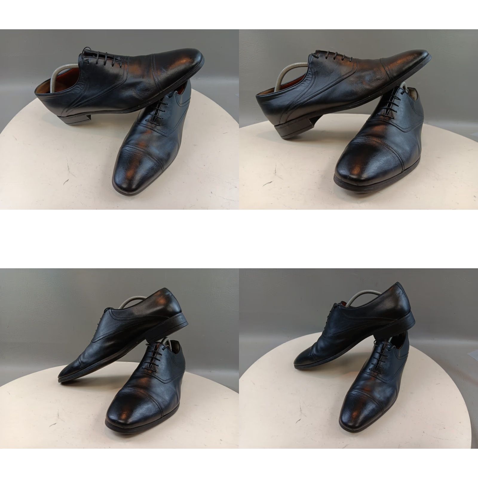 Vintage VINTAGE A Testoni Men Dress Oxford Shoes 10.5 Black Leather Cap Toe Italy GUC Size ONE SIZE - 9 Thumbnail