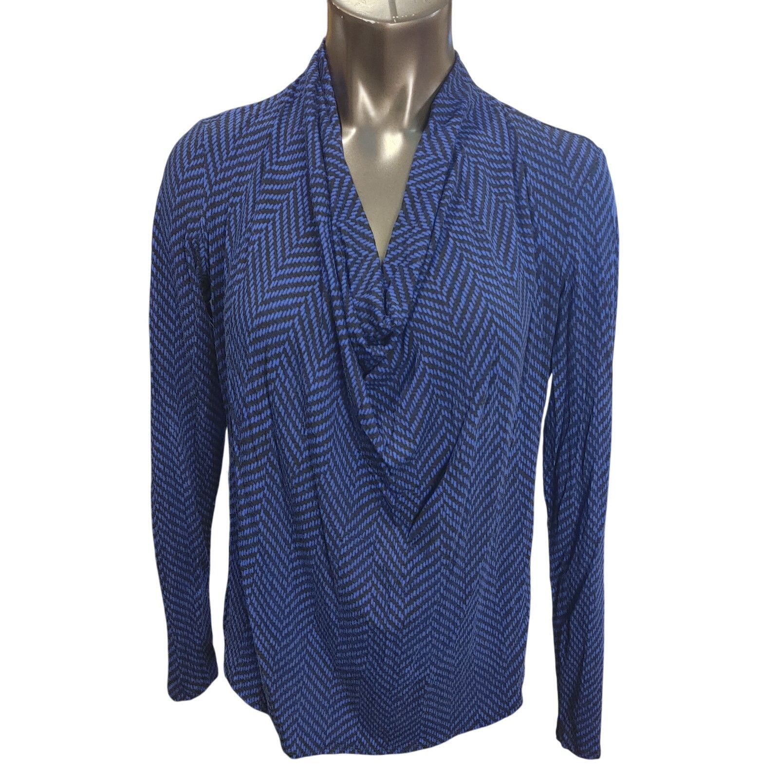Michael Kors Michael Kor's Women's M Navy Blue Zig-Zag Loose Neck Blouse Size M / US 6-8 / IT 42-44 - 1 Thumbnail