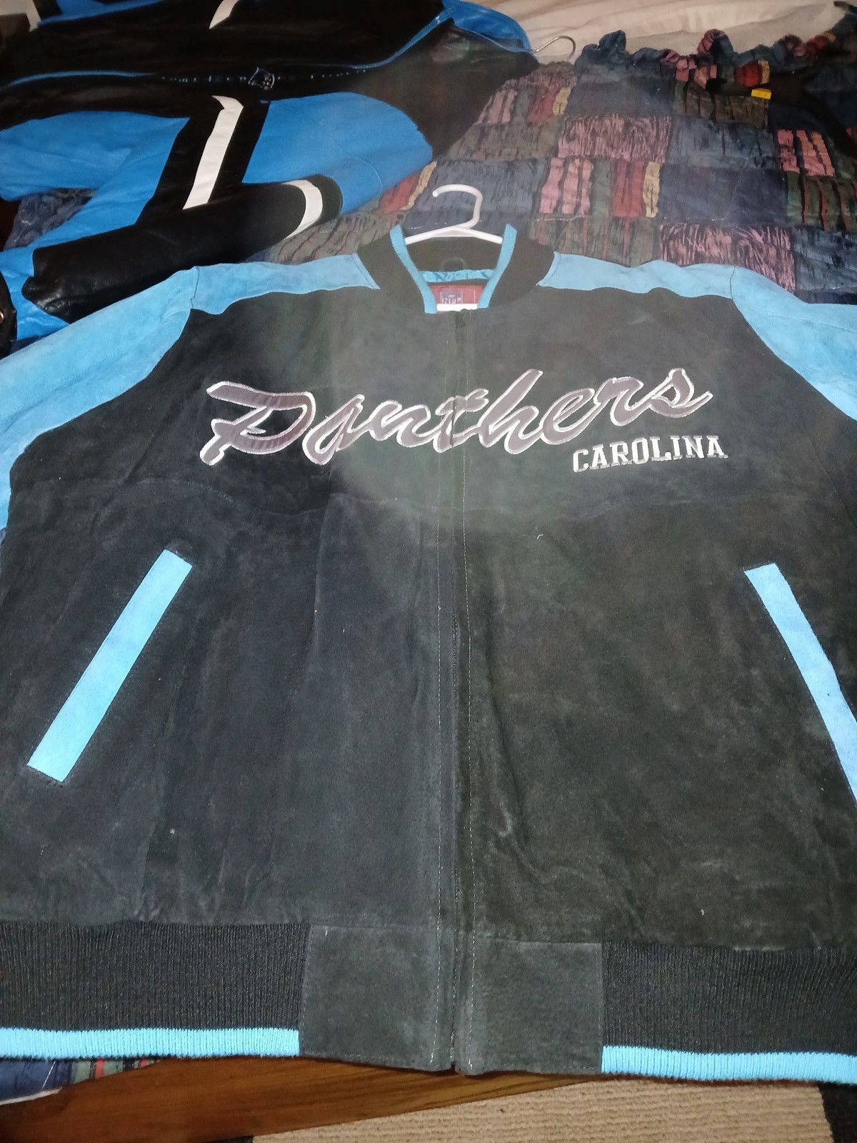 NFL Vintage Suede NFL Carolina Panthers Varsity Jacket Size US XL / EU 56 / 4 - 2 Thumbnail
