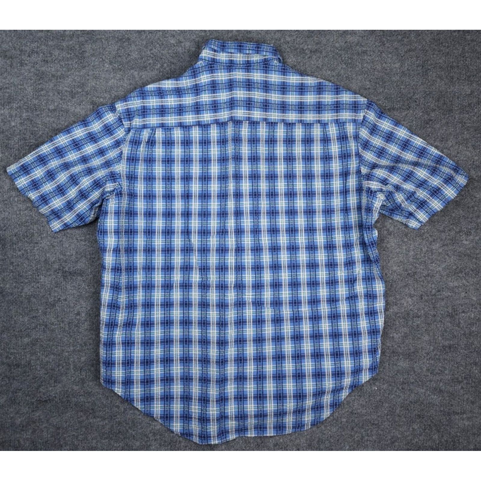 Vintage VINTAGE L.L. Bean Shirt Western Plaid 100% Cotton Short Sleeve Button-Up Collared XL Men’s Regular Blue Textured Size US XL / EU 56 / 4 - 3 Thumbnail