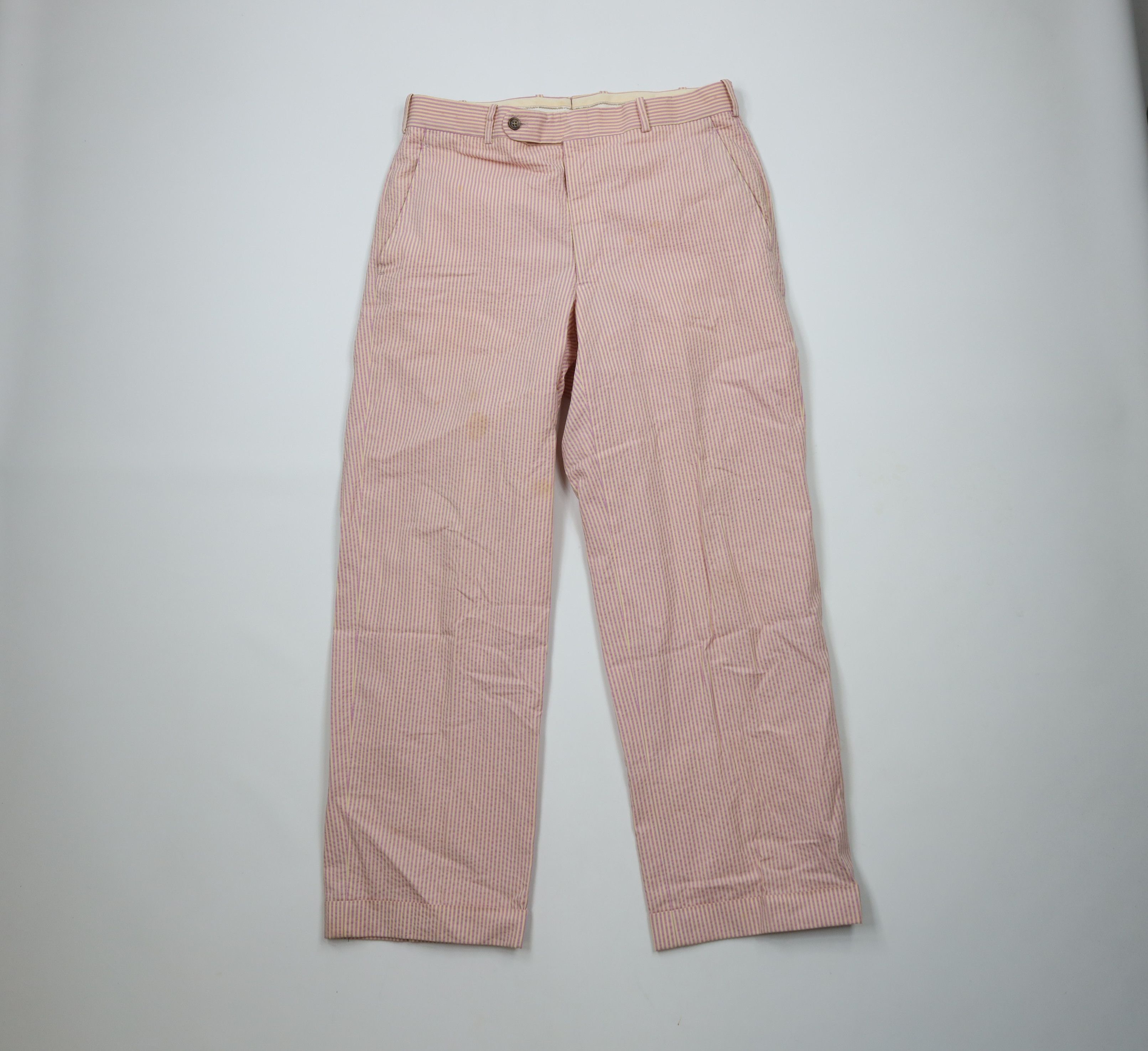 Vintage Vintage 90s Streetwear Wide Leg Striped Seer Sucker Pants Size US 32 / EU 48 - 1 Thumbnail
