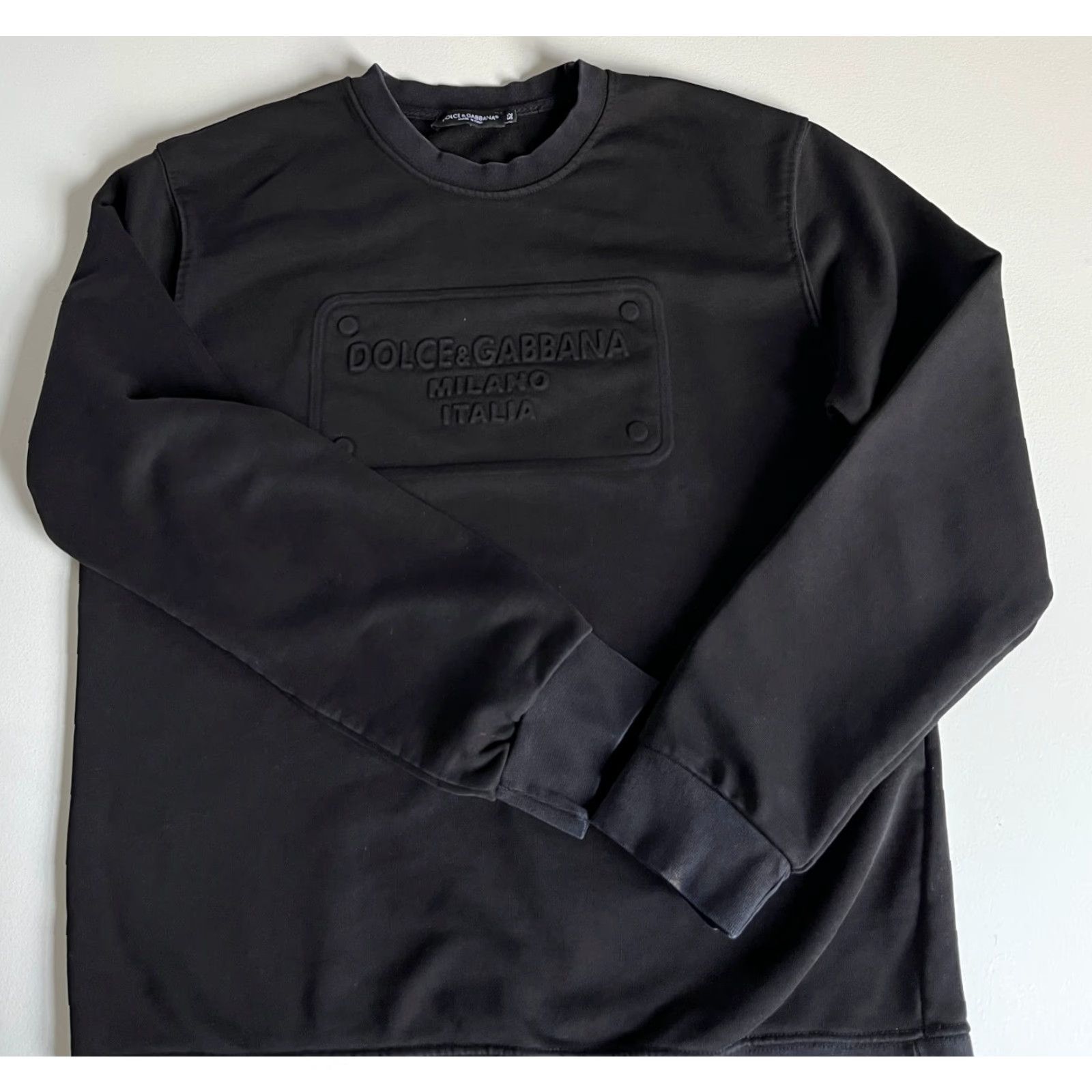 Dolce & Gabbana Dolce&Gabbana Men Sweatshirt Cotton Black Made in Italy Size L US Large Crew Neck Short Sleeve? Size US L / EU 52-54 / 3 - 4 Thumbnail