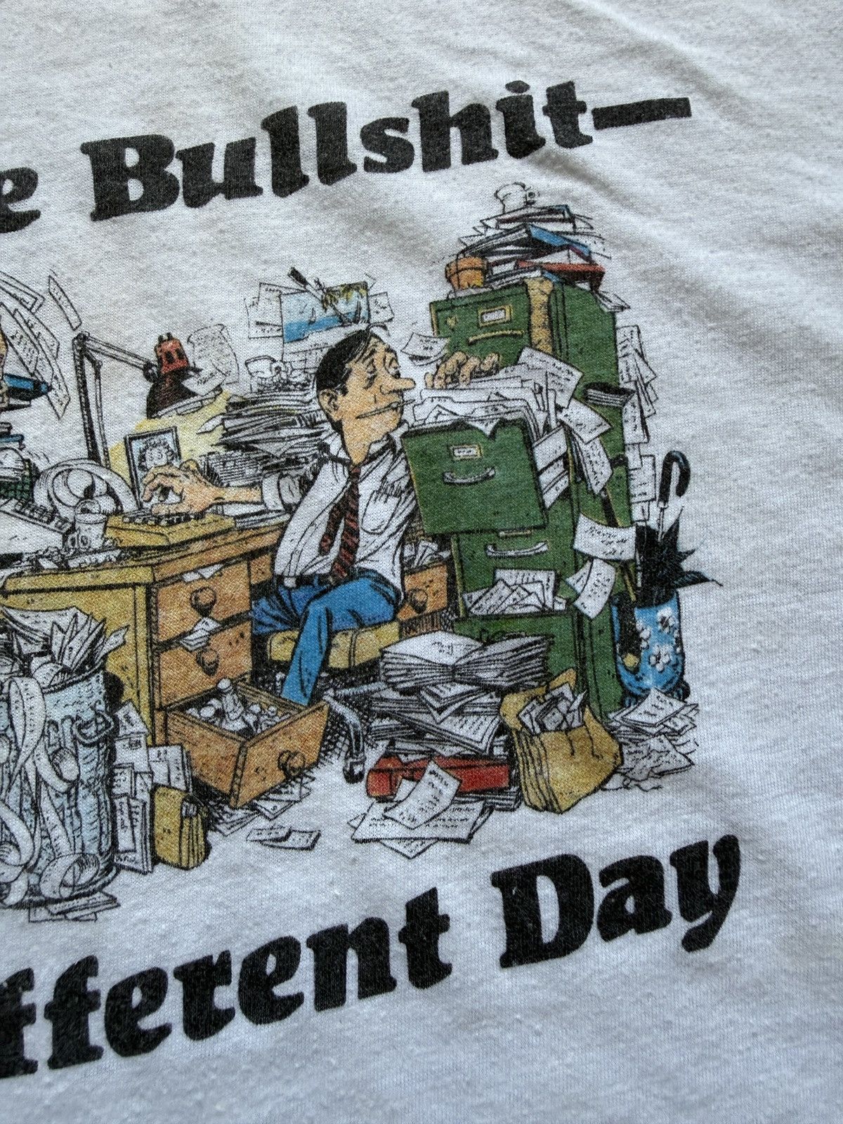 Vintage Vintage 80s Same Bullshit Different Day Statement Tee Size US M / EU 48-50 / 2 - 5 Thumbnail