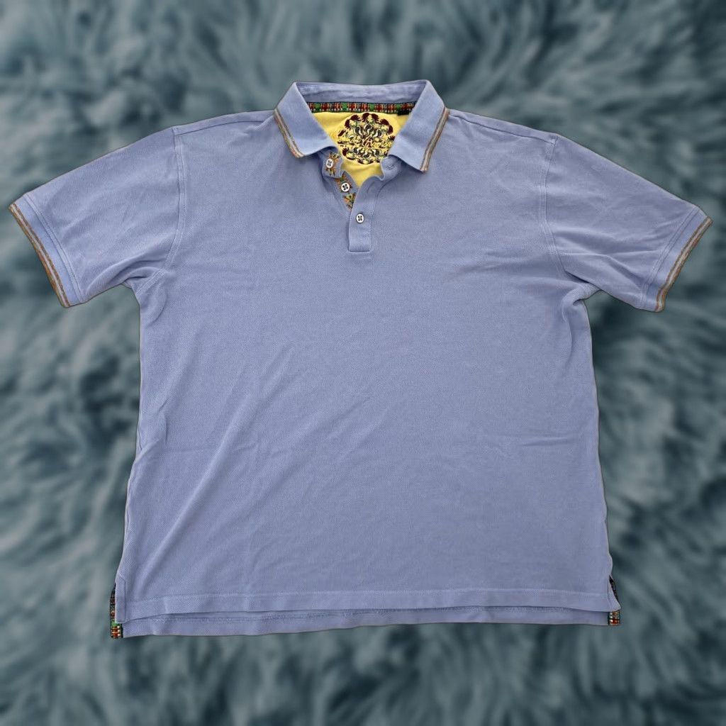 Robert Graham Robert Graham Blue Polo Shirt Adult XL Colorful Collar Pima Cotton Casual Mens Size US XL / EU 56 / 4 - 1 Thumbnail