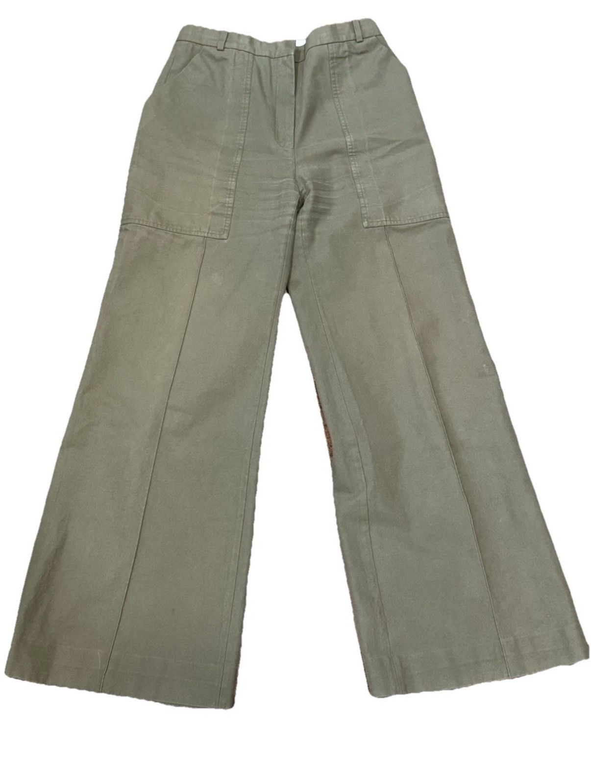 Celine Celine Modele Depose Olive Green Wide Leg High Waisted 42 FR Size 30" / US 8 / IT 44 - 1 Thumbnail