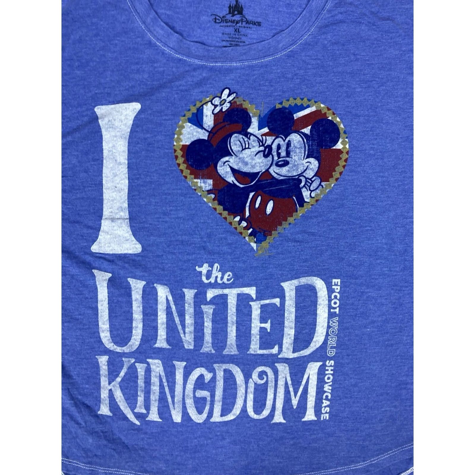 Disney Disney T-Shirt Women's XL Mickey Minnie Cartoon Colorful Retro World Showcase Epcot Blue Crew Neck Short Sleeve Casual Shirt Size XL / US 12-14 / IT 48-50 - 2 Thumbnail