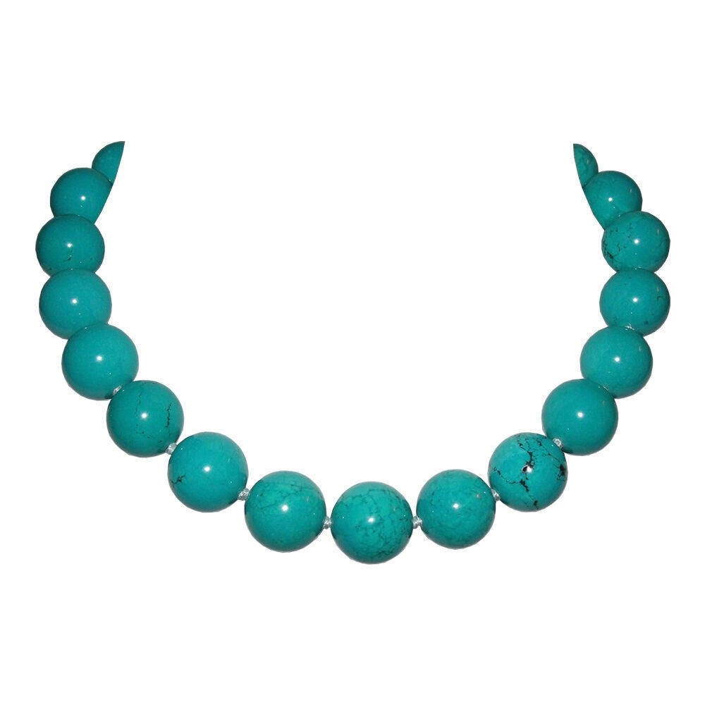 Designer Turquoise Large Beaded Princess Necklace Alberto Juan Size ONE SIZE - 1 Thumbnail