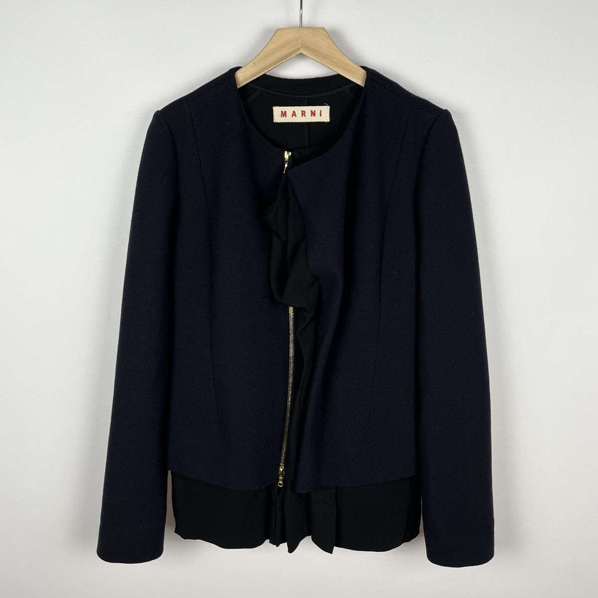 Marni Luxury Marni Navy & Black wool coat Size M / US 6-8 / IT 42-44 - 1 Thumbnail