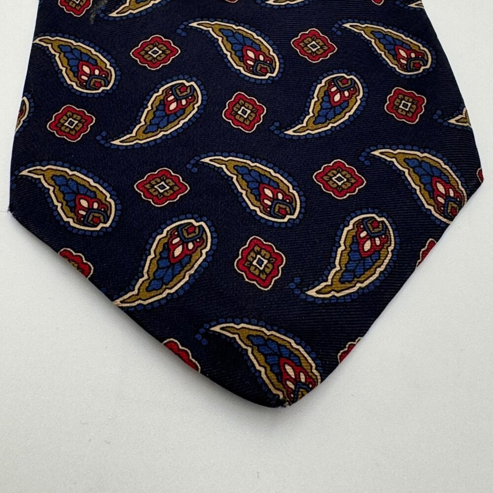 Harve Benard Harvé Benard Men's Navy Tie Pure Silk Paisley Printed Size ONE SIZE - 4 Thumbnail