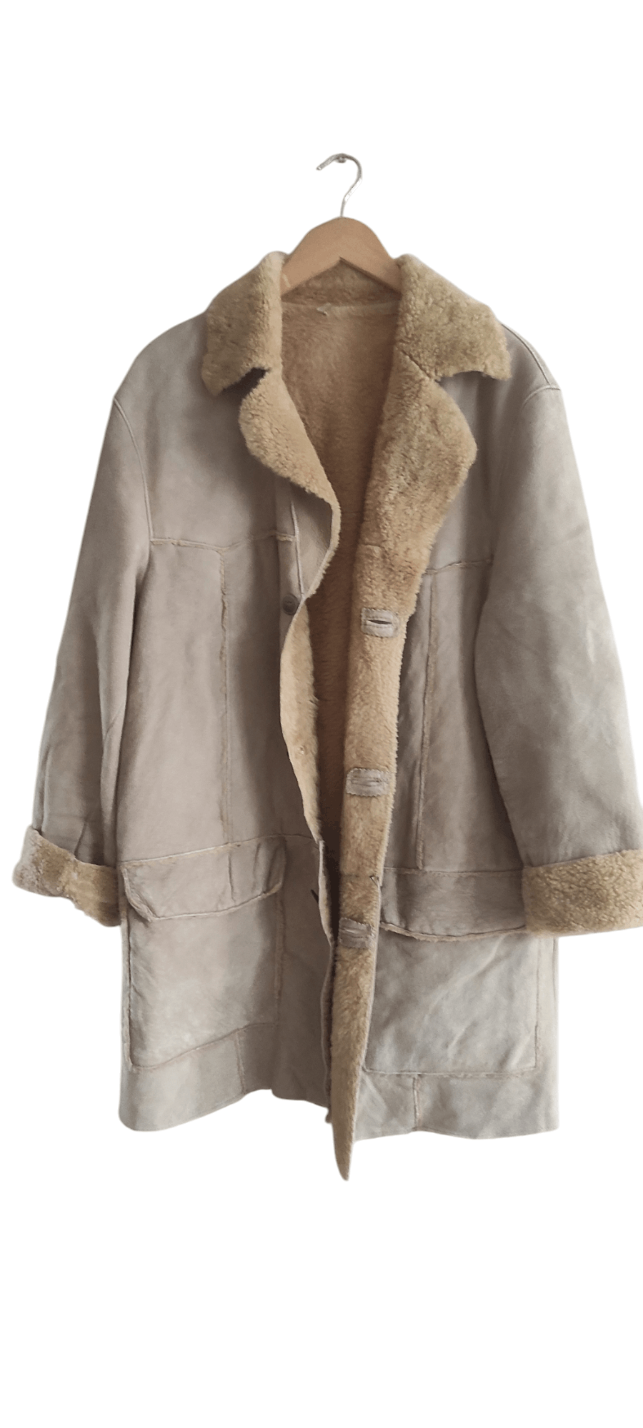 Leather × Vintage Offset Real sheepskin Fur Lined Leather Mens Overcoat Size US L / EU 52-54 / 3 - 1 Thumbnail
