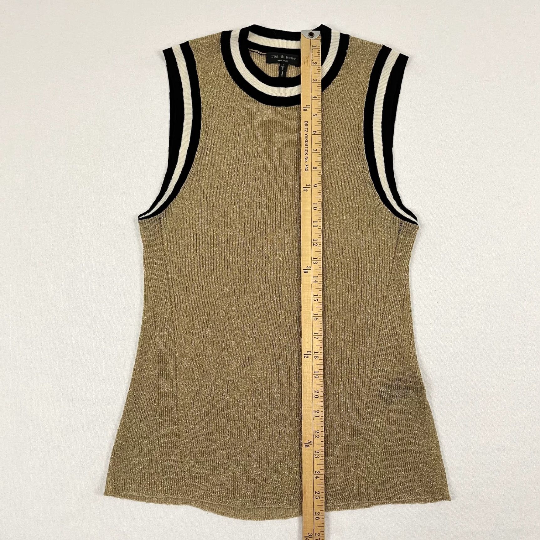 Rag & Bone Rag & Bone Priya Tank Top Shirt Women Large Gold Knit Sparkle Shimmer Wool Blend Size L / US 10 / IT 46 - 4 Thumbnail