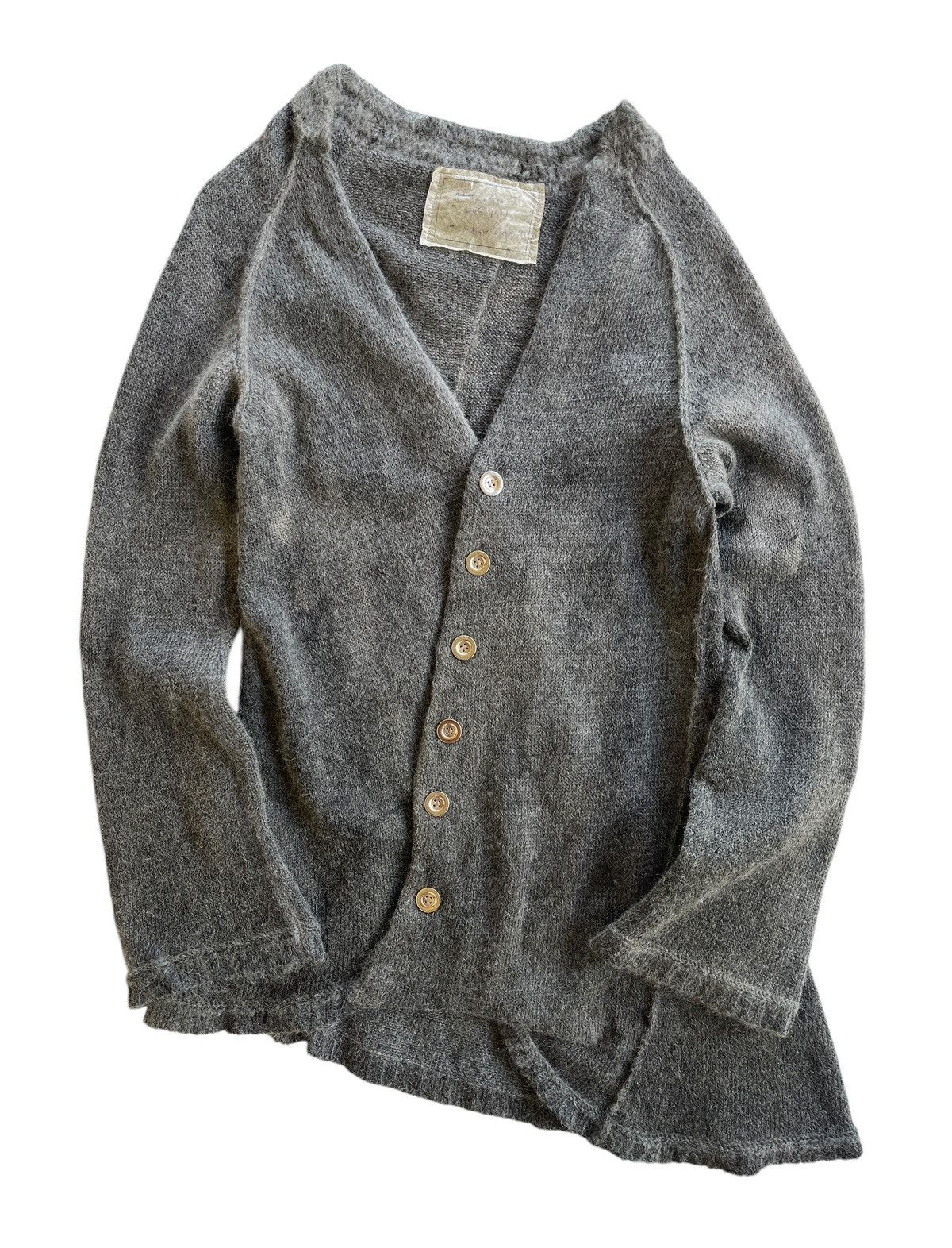 Japanese Brand 2005 Ambient Iconic Assymetrical Wool Mohair Cardigan Size S / US 4 / IT 40 - 2 Thumbnail