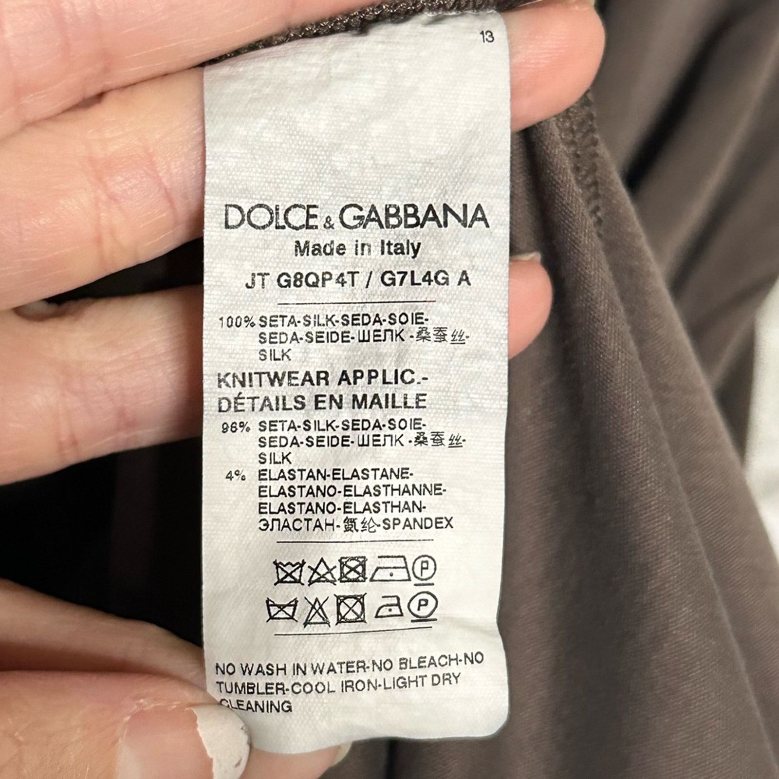 Dolce & Gabbana DG Silk Jersey Crew T-shirt Coffee Brown IT 50 Short Sleeve Size US M / EU 48-50 / 2 - 6 Thumbnail