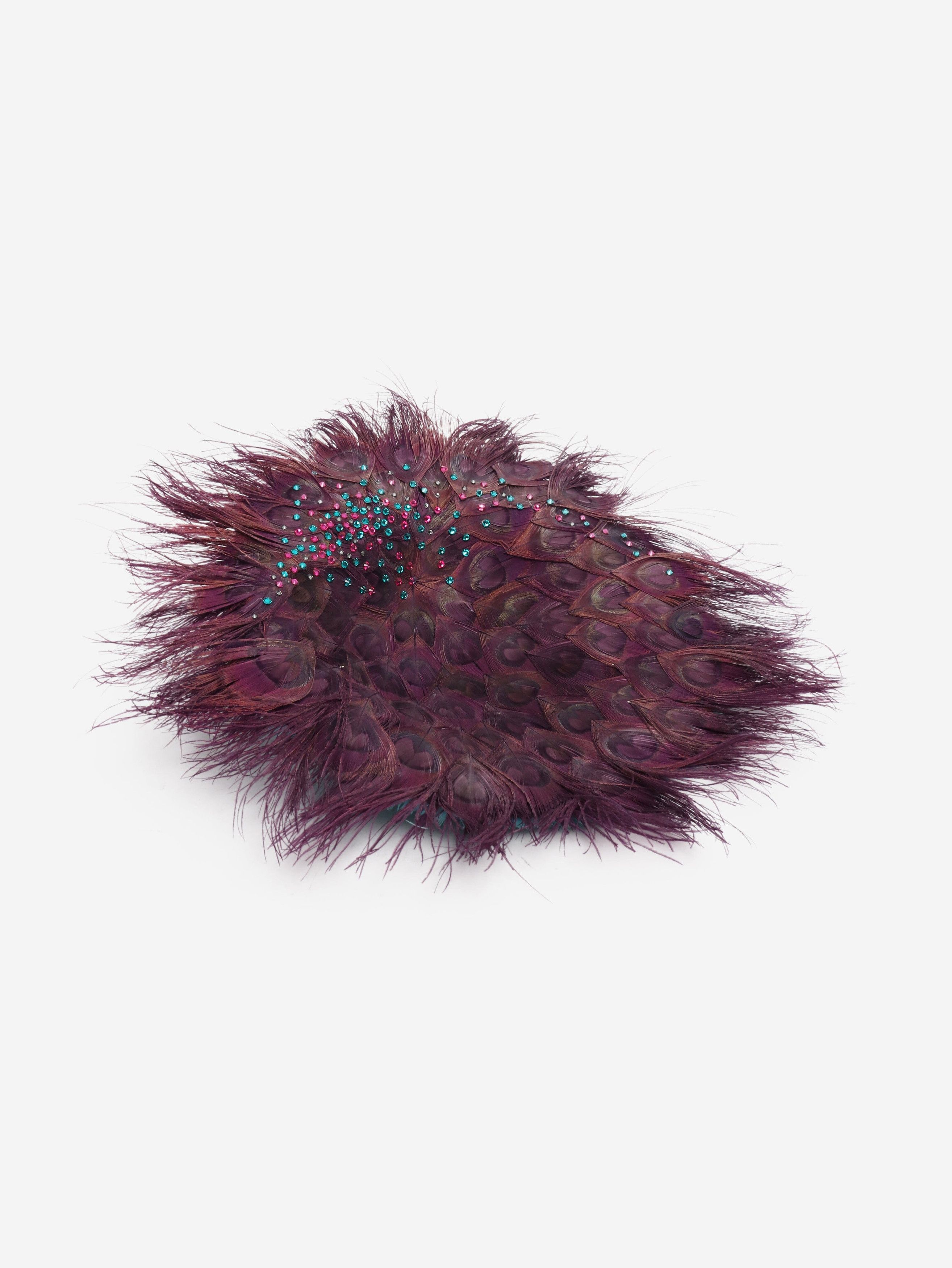 Purple Peacock Feather Fascinator, Women's