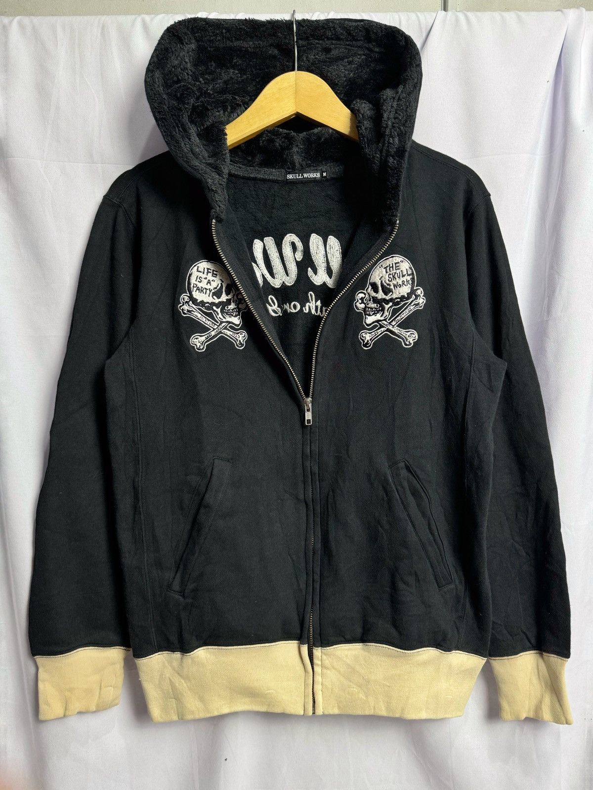 Japanese Brand Velvet Hoodie Skulls Bones life is a party Size US M / EU 48-50 / 2 - 1 Thumbnail