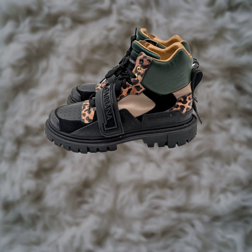 Dolce & Gabbana Dolce & Gabbana Boots Mens Size 11 Multicolor Leather Leopard Combat Chunky CS1699 Size US 11 / EU 44 - 1 Thumbnail