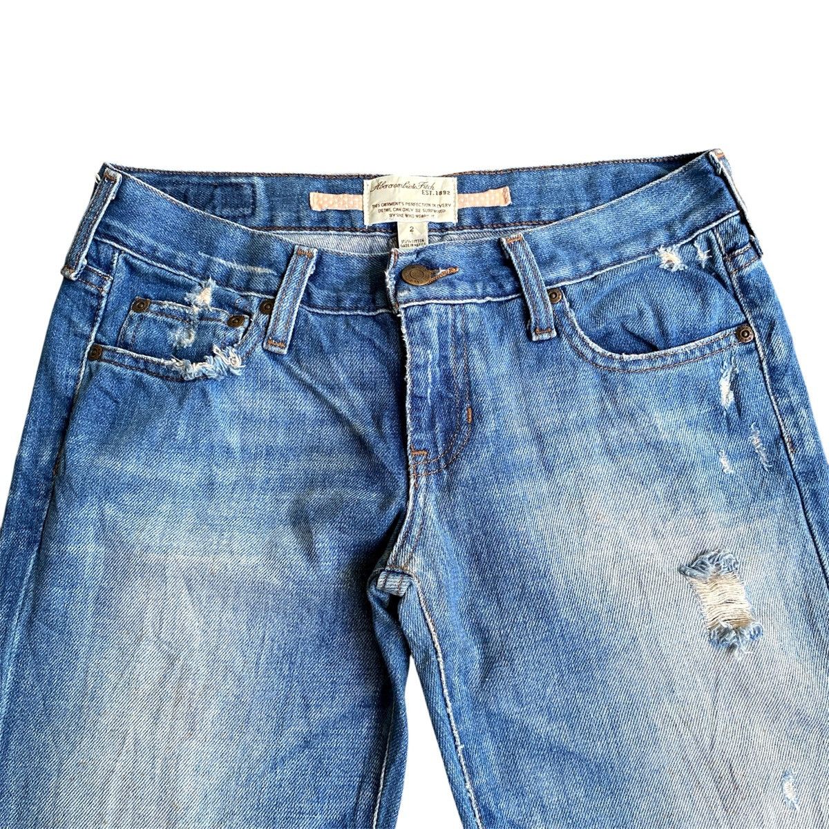 Abercrombie & Fitch × If Six Was Nine × Jean Crazy Vintage Y2K Abercrombie&Fitch Distressed Flared Jeans Size US 28 / EU 44 - 3 Thumbnail