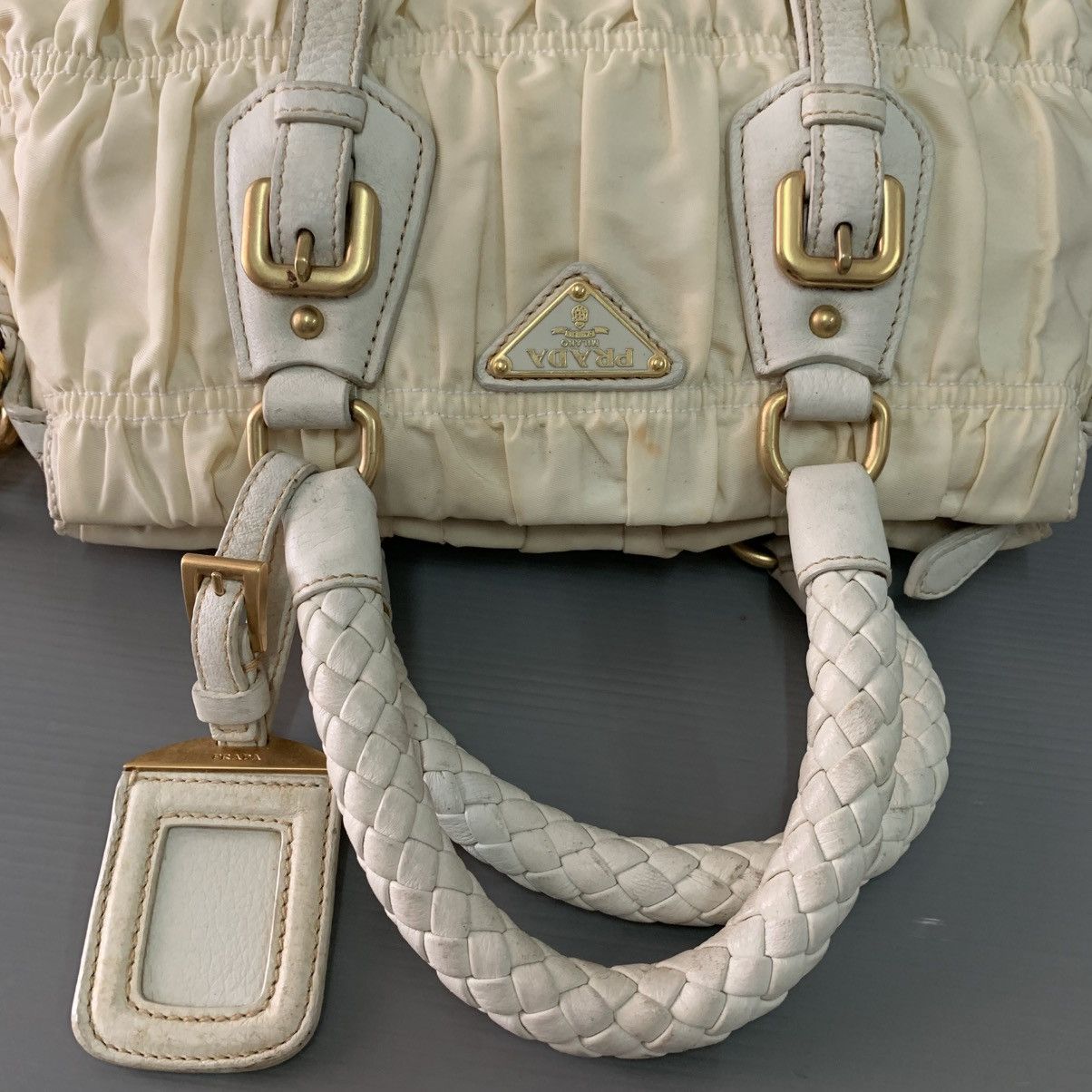Prada Prada Nylon White Gaufre Small Handbag Size ONE SIZE - 5 Thumbnail