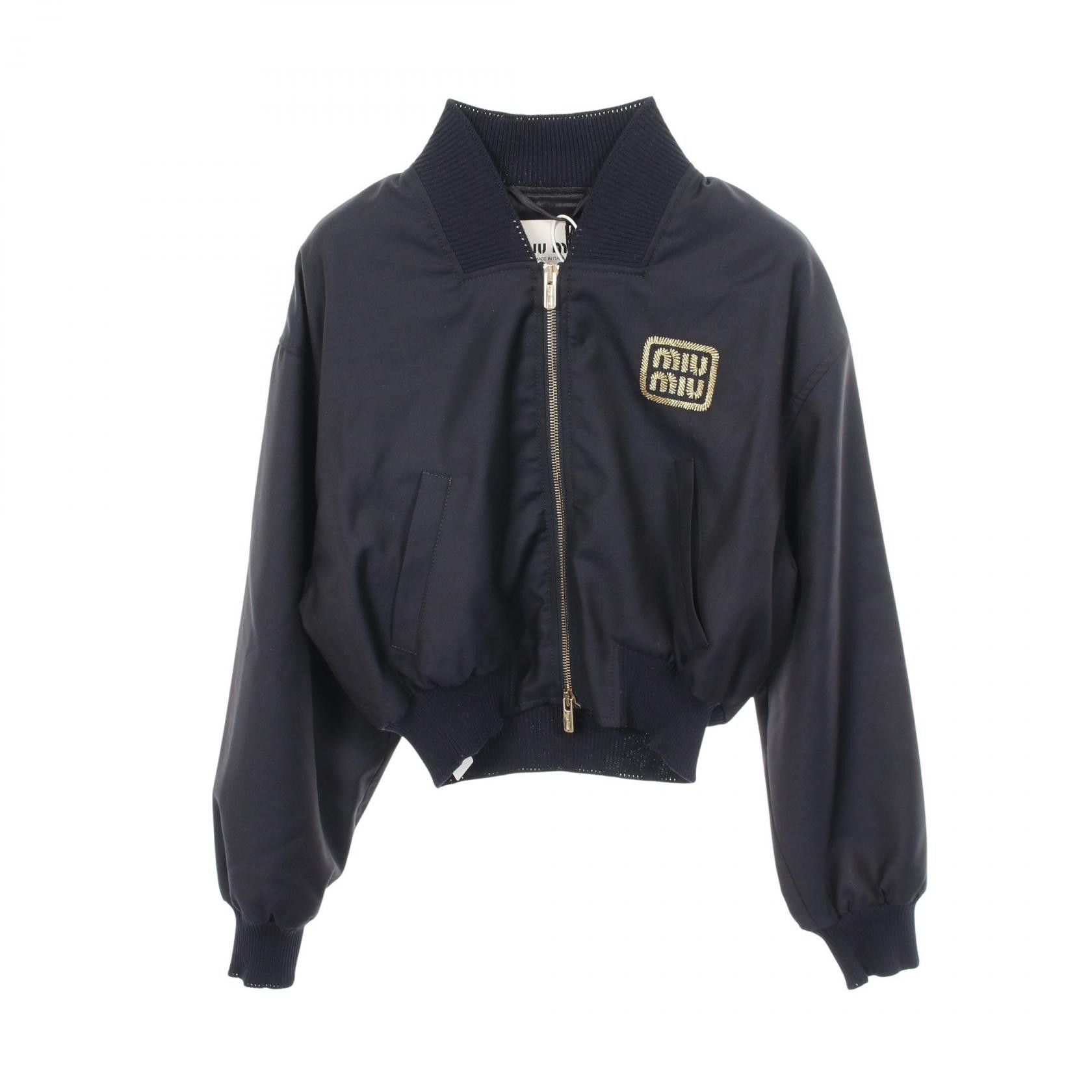 Miu Miu Miu Miu Miu Miu Logo Embroidered Wool Cropped Jacket Textile Outerwear ML936 DUTY FREE for USA Size ONE SIZE - 1 Thumbnail
