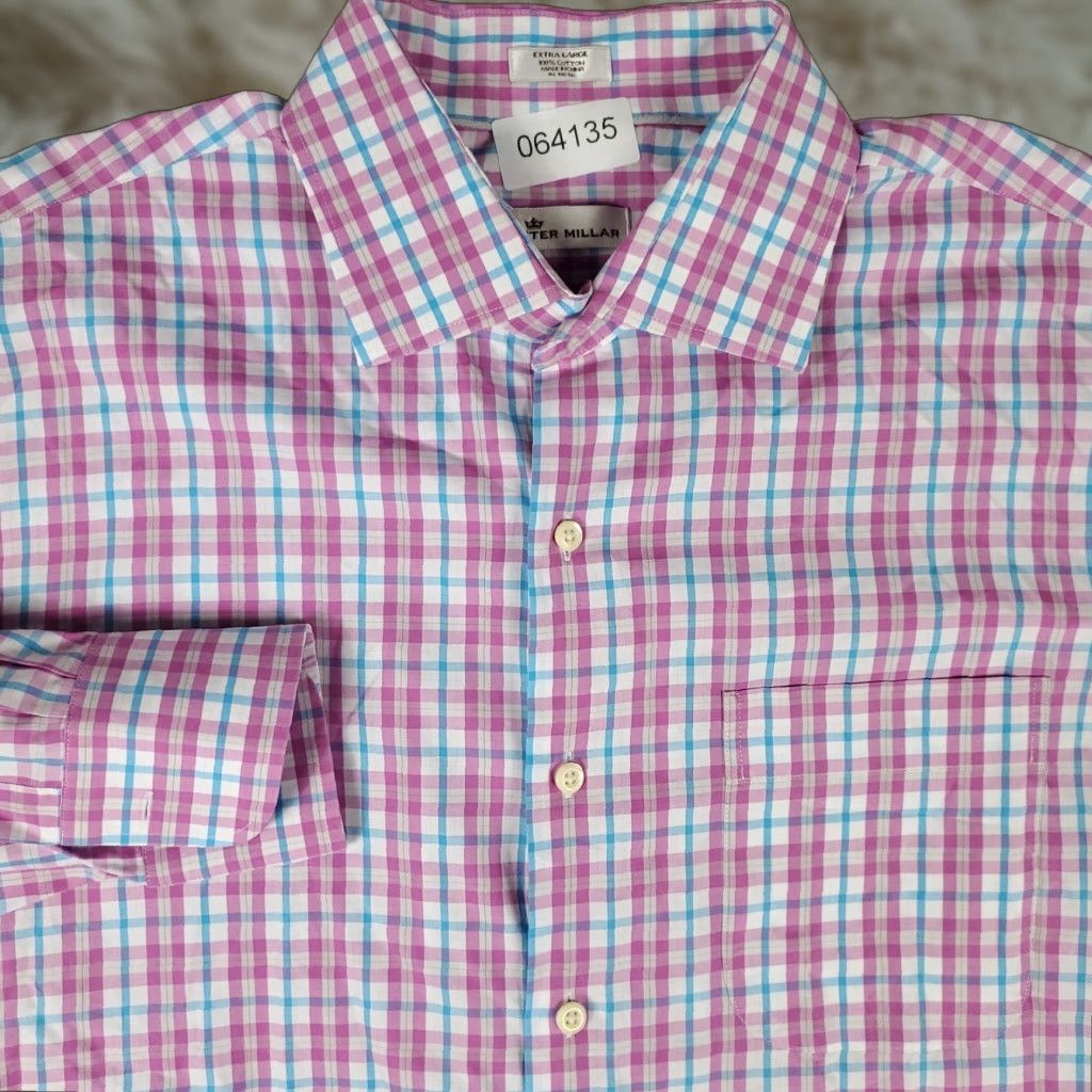 Peter Millar Peter Millar Shirt Mens XL Blue Purple Plaid Button Up Long Sleeve Casual Size US XL / EU 56 / 4 - 1 Thumbnail
