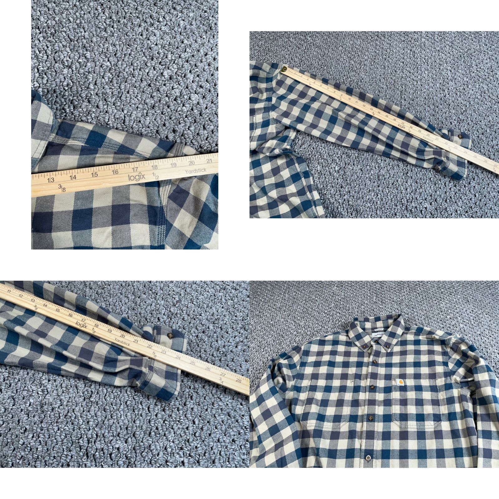 Carhartt Carhartt Relaxed Fit Flannel Shirt Adult XL Gray Plaid Lightweight Cotton Blend Mens Size US XL / EU 56 / 4 - 8 Thumbnail