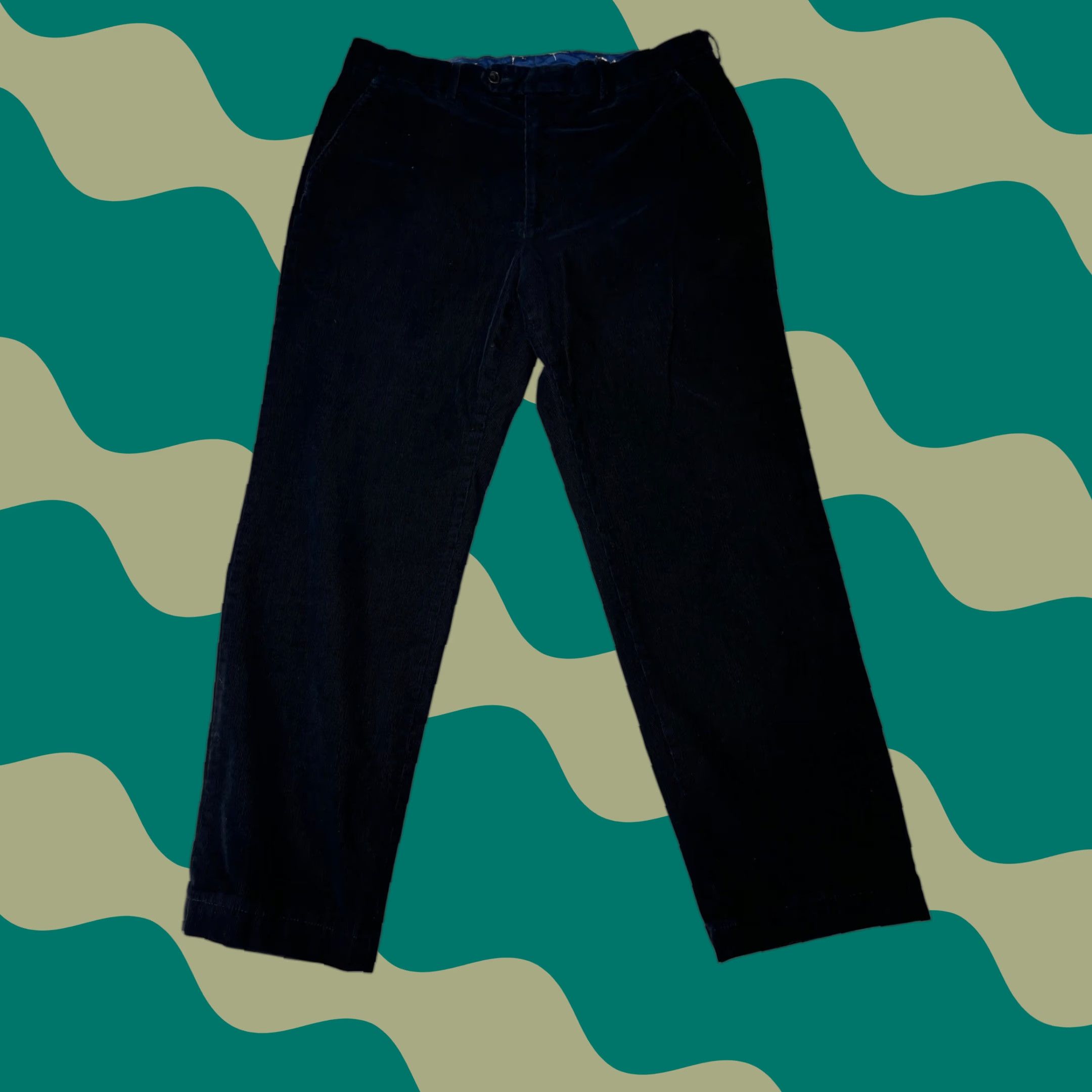 Ralph Lauren Lauren Ralph Lauren Mens Corduroy Pants Classic Fit Dog Print Trim 34x27 Black Casual Dress Pants Corduroy Trousers Menswear Size US 34 / EU 50 - 1 Thumbnail