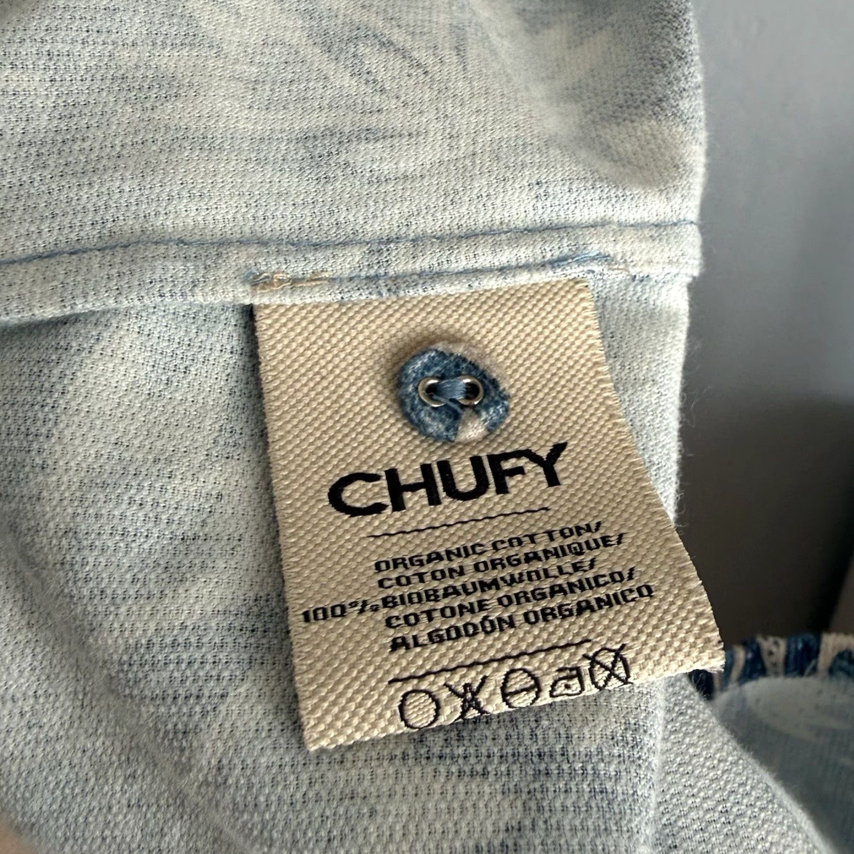Vintage Chufy Blouse Shirt Top Multi Blue Button Front Organic Cotton 100% Relaxed Bohemian Puff-Sleeve Blouson Sleeve Round Neck Casual Women Regular Size L Size S / US 4 / IT 40 - 7 Thumbnail