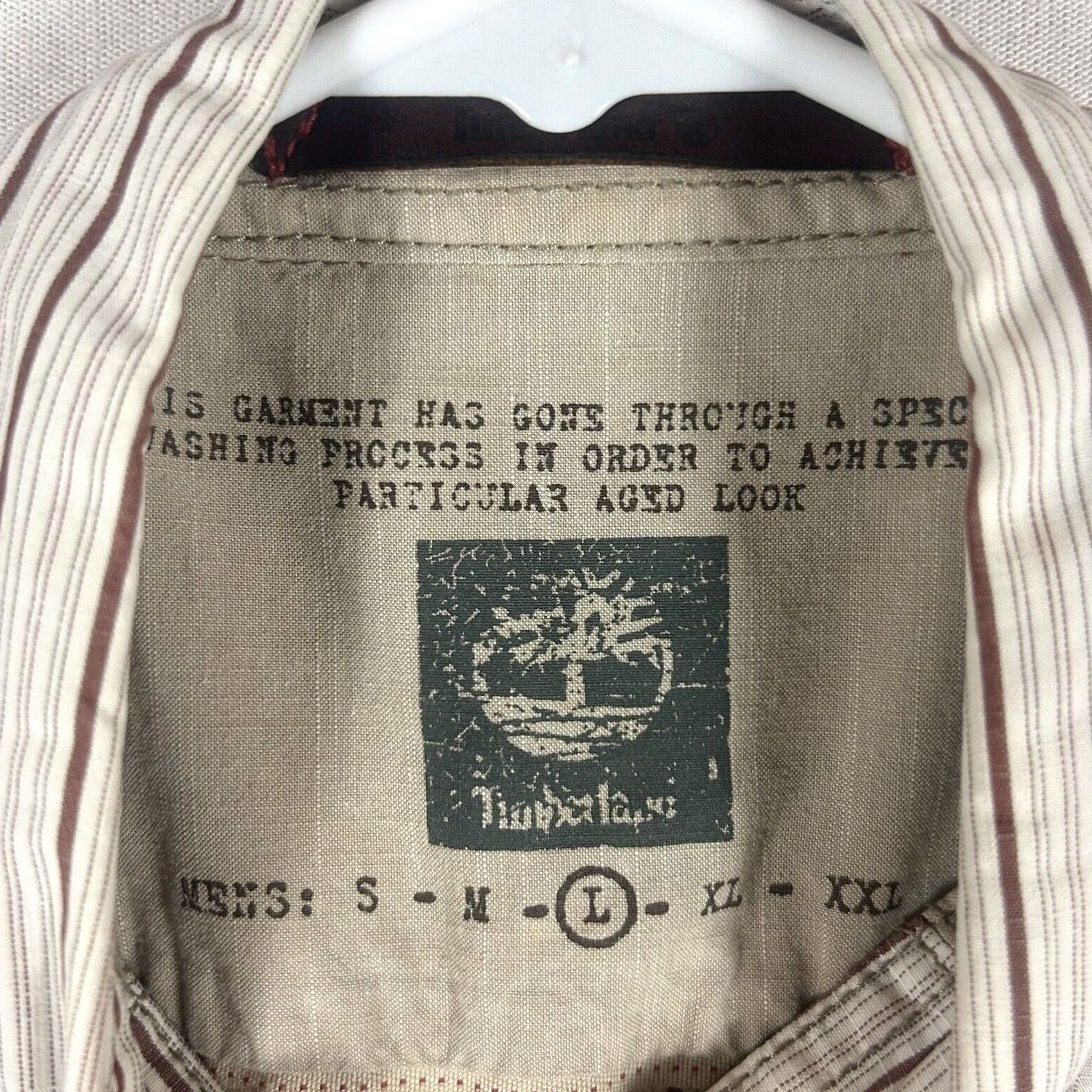 Timberland Timberland Men's Beige Plaid Striped Button Up Shirt Size L Long Sleeve Size US L / EU 52-54 / 3 - 3 Thumbnail