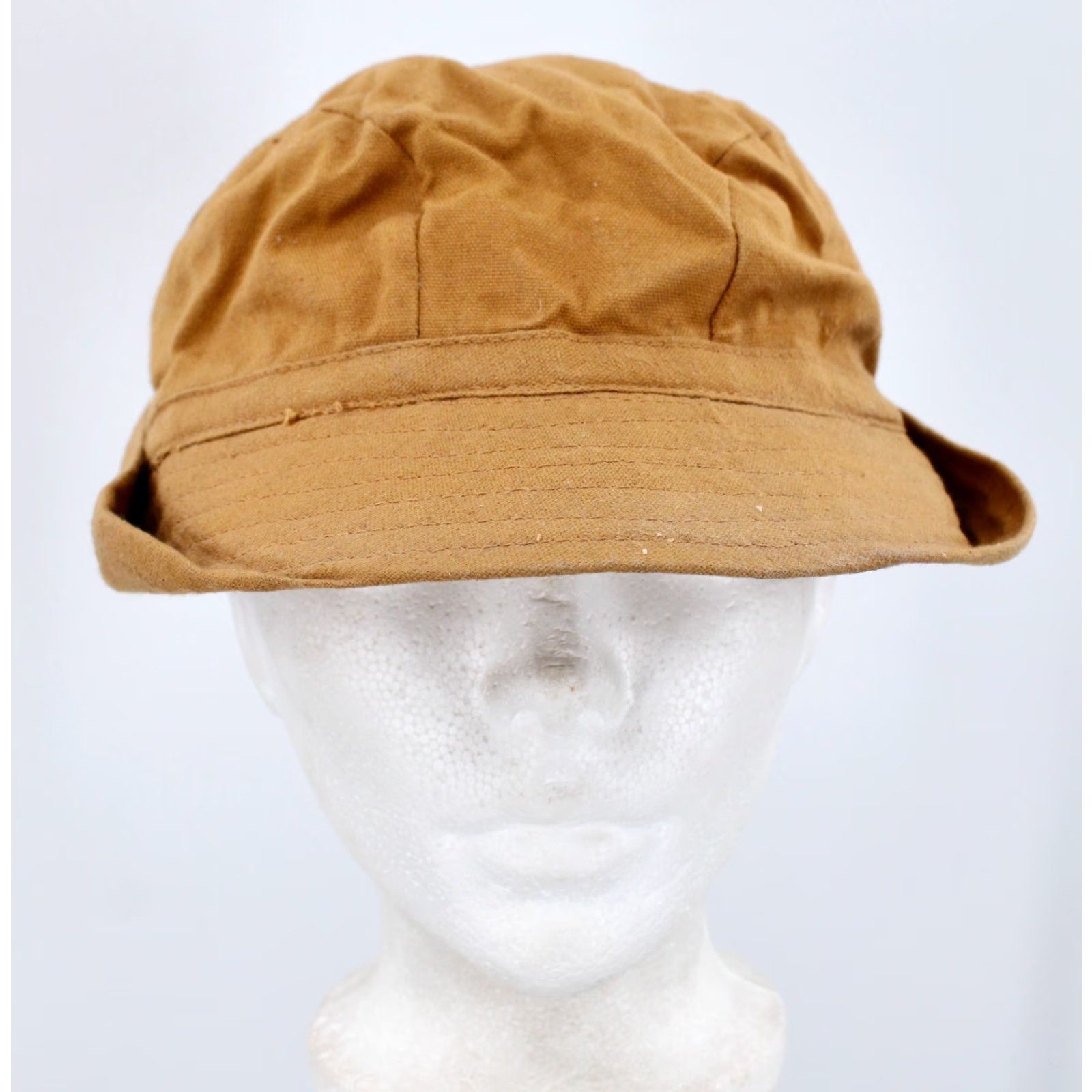 Vintage VTG 1930s Brown Duck Canvas Hunting Cap Sz 7 1/8 Hat 30s Cap Mens Brown Duck Canvas 1930s Hat Size 7 1/8 Mens Size ONE SIZE - 2 Thumbnail