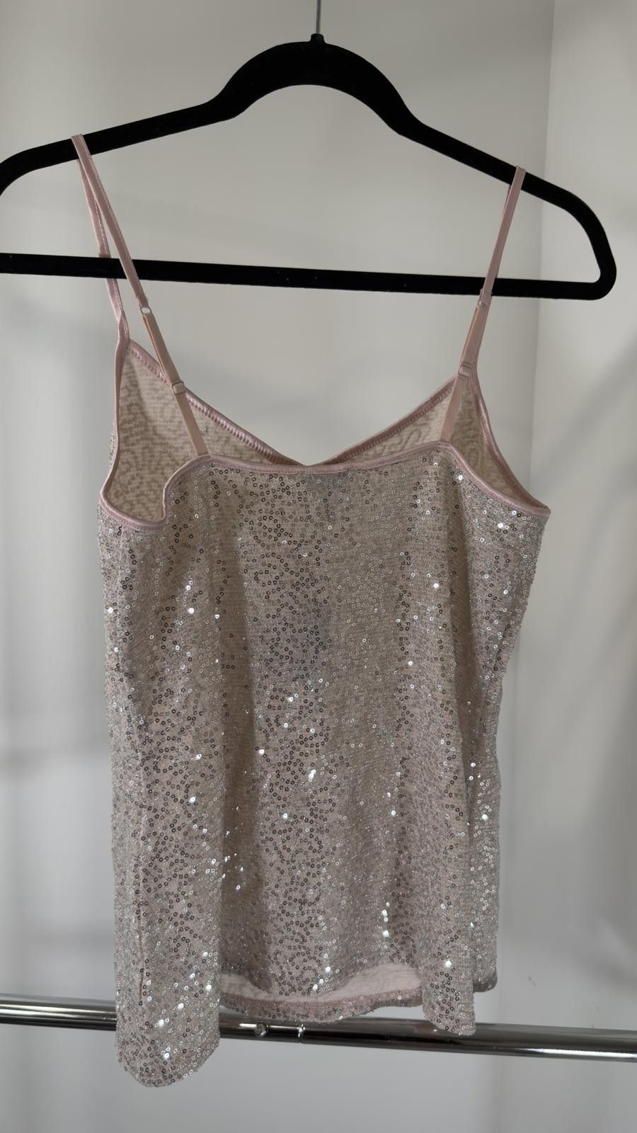 Express Express Pink Sequined Camisole Top Size L / US 10 / IT 46 - 2 Thumbnail